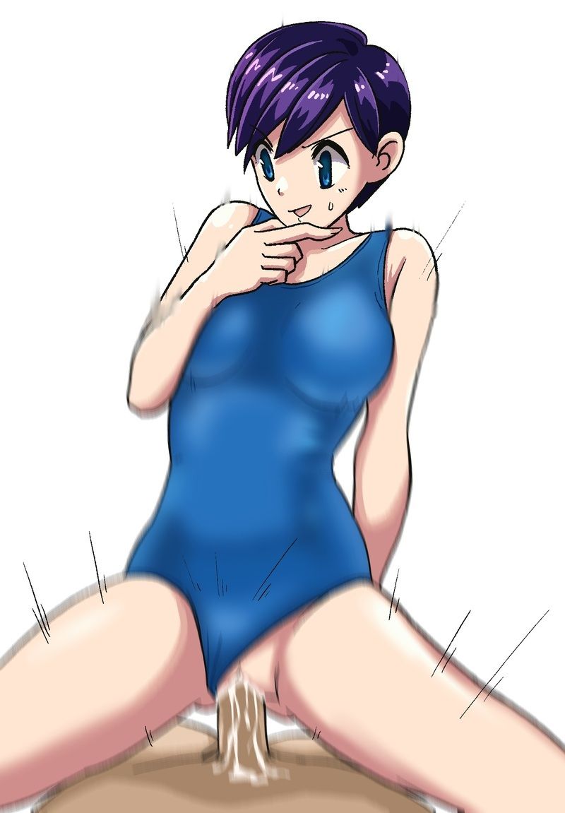 1boy 1girls alternate_breast_size alternate_version_at_source alternate_version_available amy_(pokemon) big_breasts blue_eyes blue_swimsuit breasts color cum cum_in_pussy cum_inside female female_on_top konomiminoko male motion_blur motion_lines nintendo one-piece_swimsuit open_mouth open_smile penis pokemon pokemon_trading_card_game_(game) purple_hair sex short_hair smile straight sweatdrop swimsuit vaginal_penetration