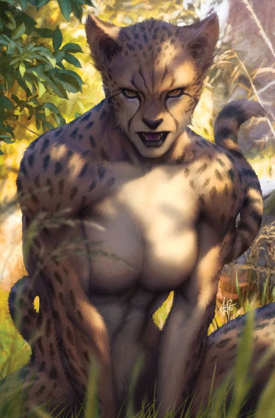 abs artgerm black_lips black_markings breasts cat cat_ears cat_tail cheetah cheetah_(dc) comic dc_comics female furry looking_at_viewer nature_background official_art open_mouth spotted_fur stanley_artgerm_lau stanley_lau super_villain wonder_woman_(series) yellow_eyes