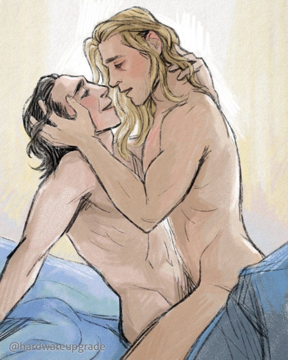 2boys duo duo_focus gay hardwareupgrade human human_only light-skinned_male light_skin loki_(marvel) loki_(series) long_hair long_hair_male male male_focus male_only marvel marvel_cinematic_universe muscular_male nude_male riding romantic_sex smile step-incest thor_(marvel) thor_(series) yaoi