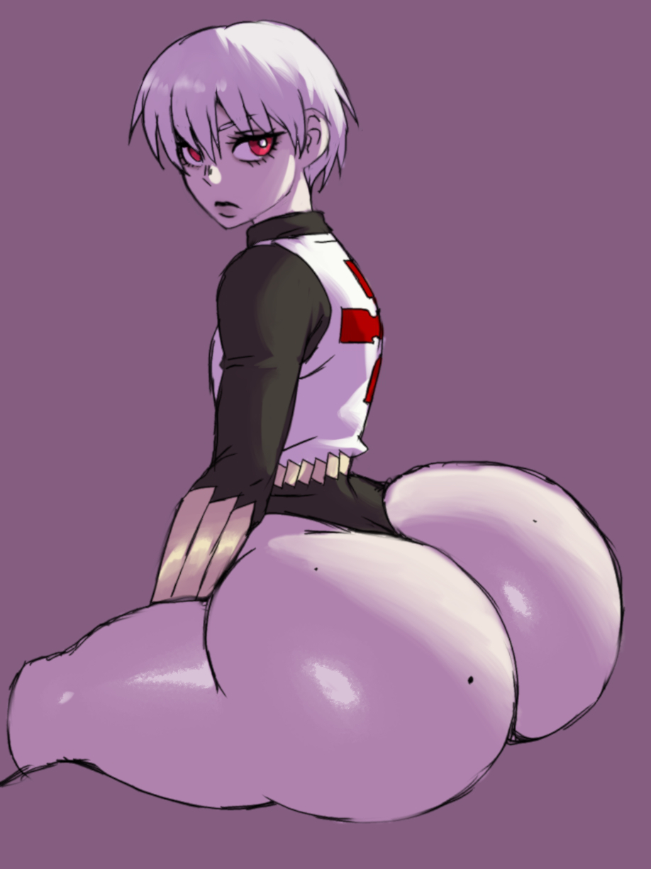 1boy, 1femboy, 2026, androgynous, ass, ass focus, big ass, bottom heavy, bottom heavy femboy, bottom heavy male, bubble butt, casual, casual exposure, child bearing hips, dat ass, dumptruck ass, enen no shouboutai, fat ass, femboy, femboy only, girly, huge ass, jay-marvel, kusakabe shou, leotard, looking at viewer, looking back, male, male only, posing, posing for the viewer, red eyes, sissy, thick thighs, thunder thighs, trap, unaware, white hair