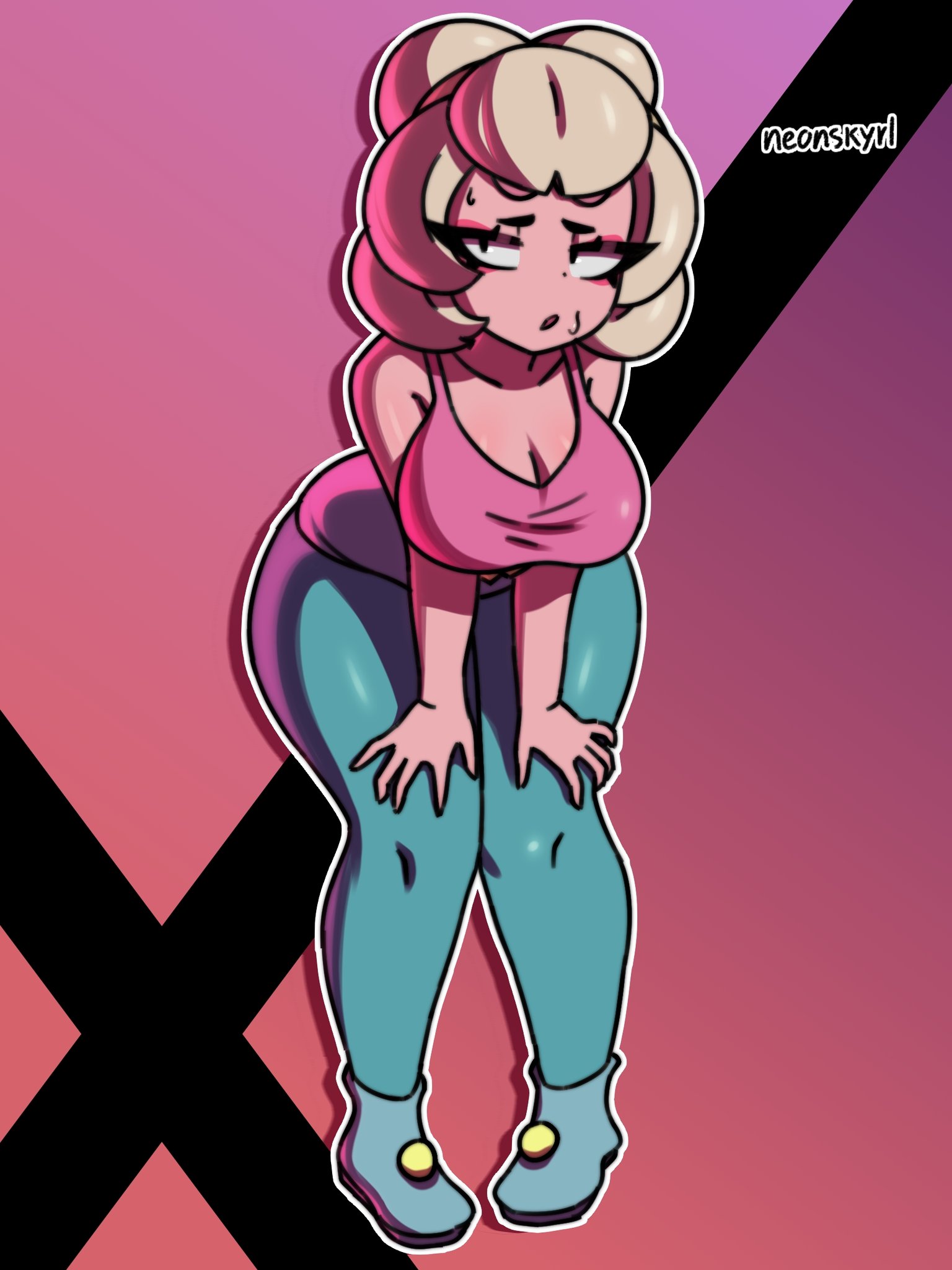 big breasts, brawl stars, breasts, charlie (brawl stars), neonskyrl, supercell, sweating, tagme, thick thighs