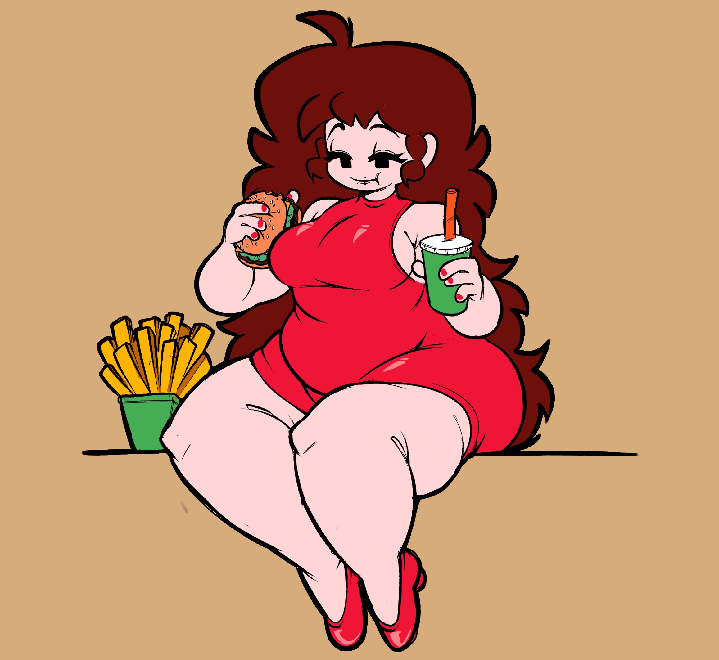 1girls, animation sensation, ass, auburn hair, belly, big ass, big breasts, bottom heavy, breasts, chubby, chubby female, fat, female, female only, friday night funkin, girlfriend (friday night funkin), hi res, huge thighs, large breasts, light skin, light-skinned female, long hair, pear shaped, pear shaped female, pear-shaped figure, red head, small breasts, thick thighs, tight clothing, wide hips