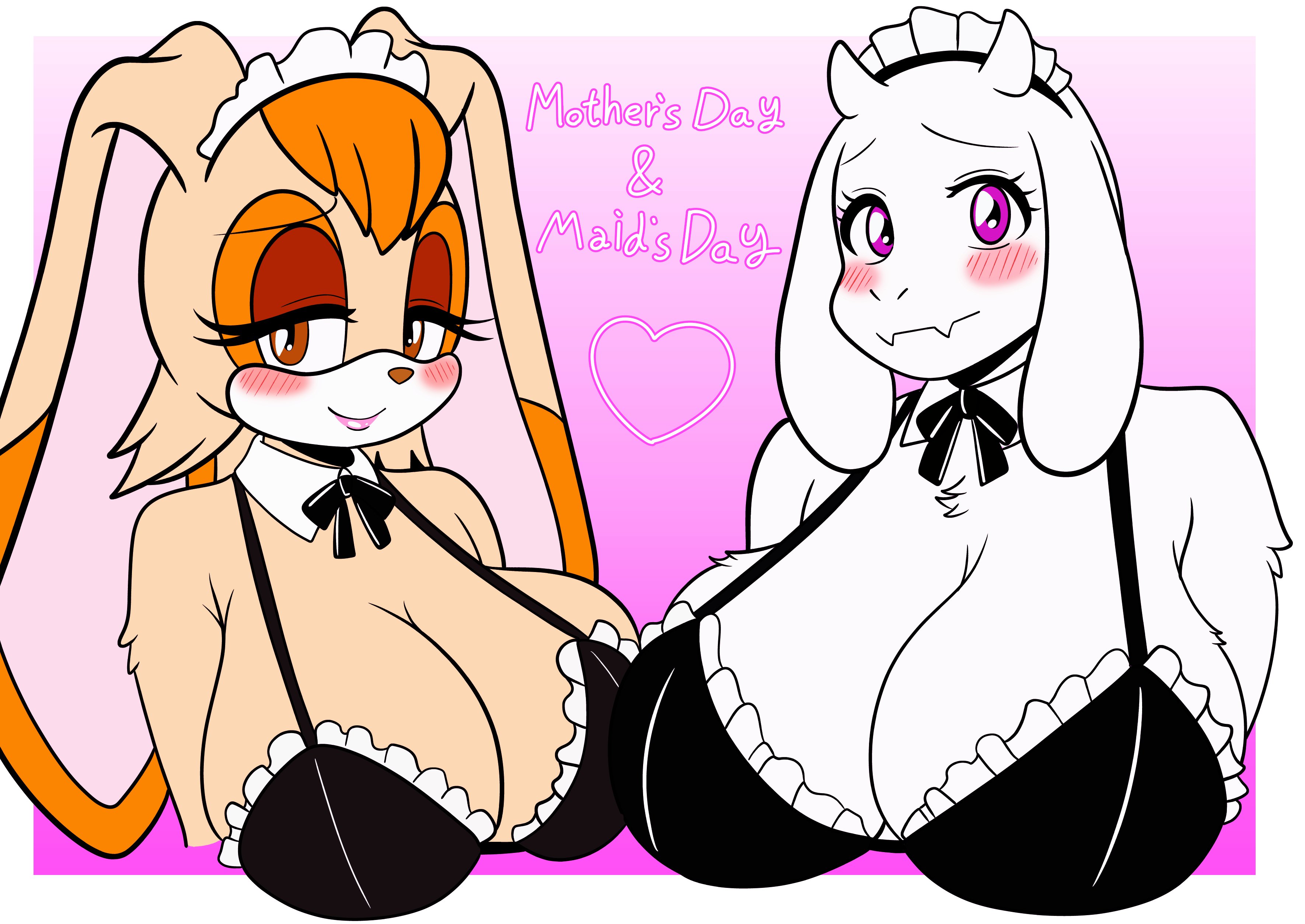 furry funnychan, maid bikini, milf, mothers day, sonic (series), toriel, undertale, vanilla the rabbit