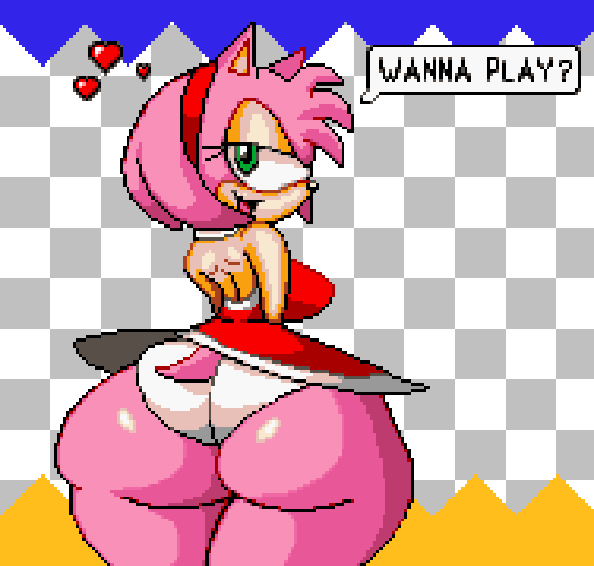 amy rose, big ass, panties, pixel art, sabs, sabs3, sonic (series), sonic advance 2, voluptuous female