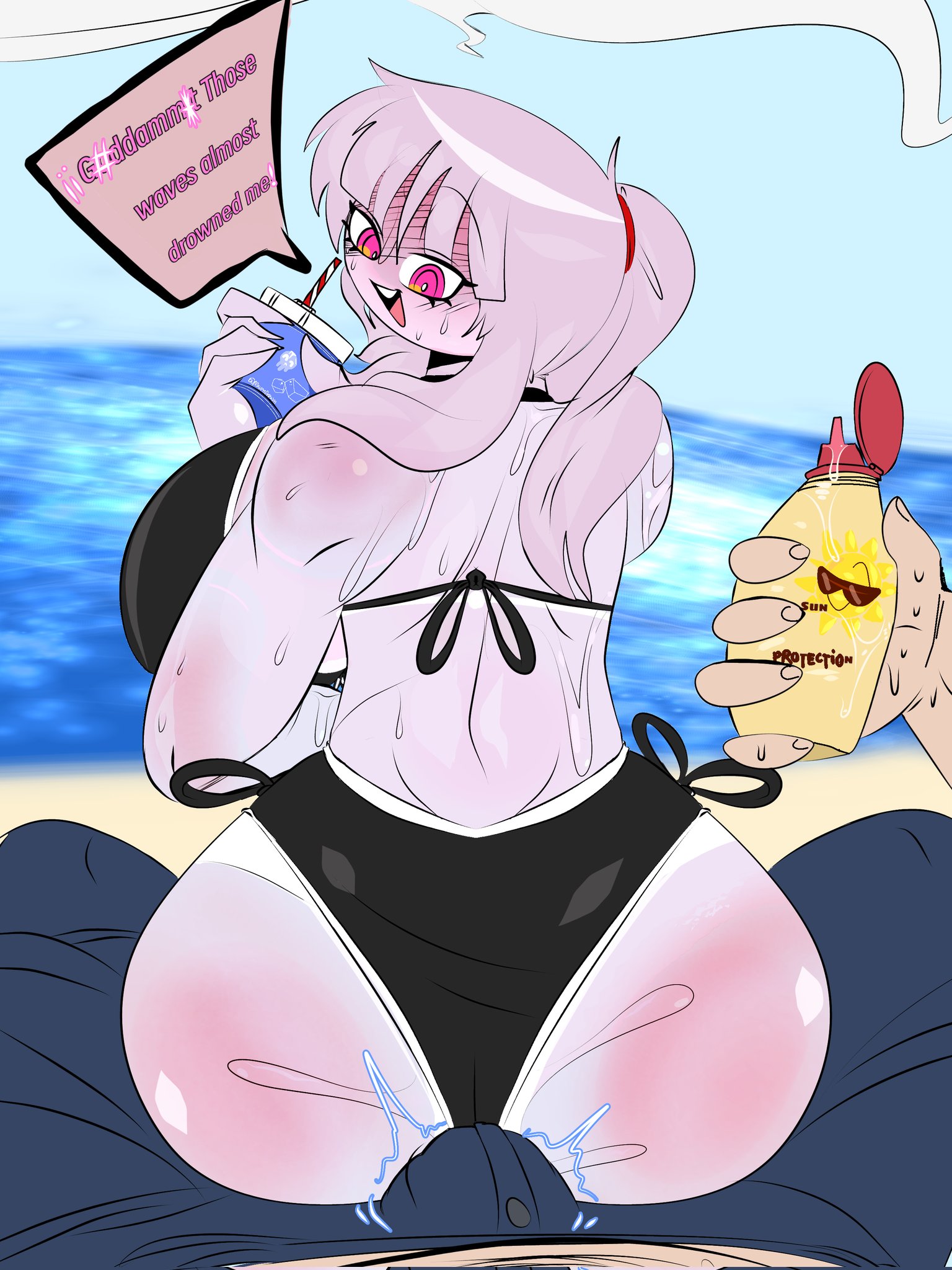 1ravendream, ass, big ass, big breasts, bra, breasts, breasts bigger than head, erection, friday night funkin, friday night funkin mod, nikusa (sugarratio), sitting on penis, sunscreen, tagme, wet