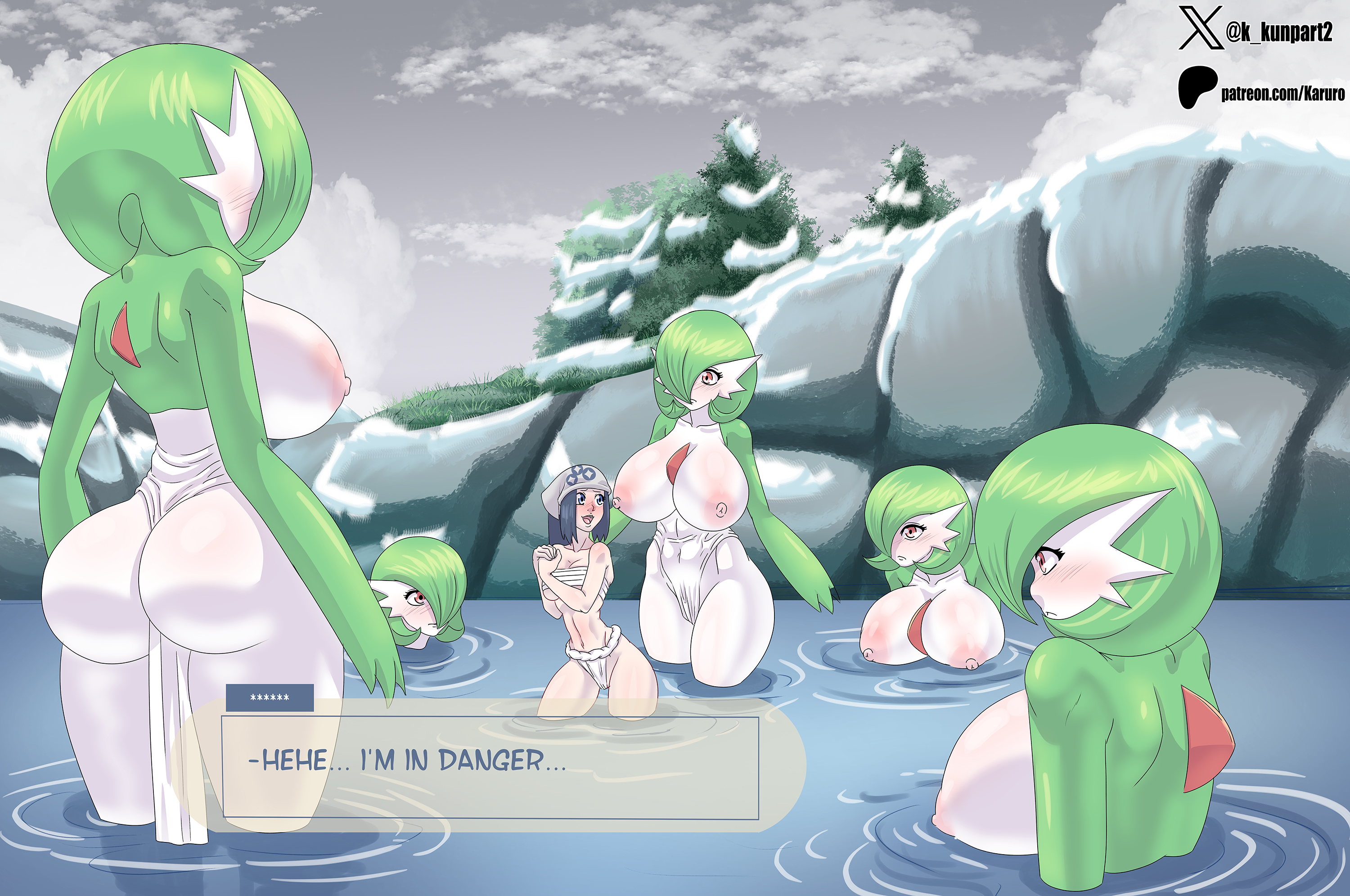 1girls, 2d, 2d (artwork), 2d artwork, akari (pokemon), alpha pokemon, anthro, anthro futa, anus, ass, asshole, balls, ballsack, big ass, big butt, big cock, big dick, big penis, blue hair, breasts, butt, female, futa anthro, futa on female, futa with female, futanari, game freak, gardevoir, light-skinned female, nintendo, nude, open mouth, pokemon, pokemon legends: arceus, pussy, size difference, wide ass, wide hips