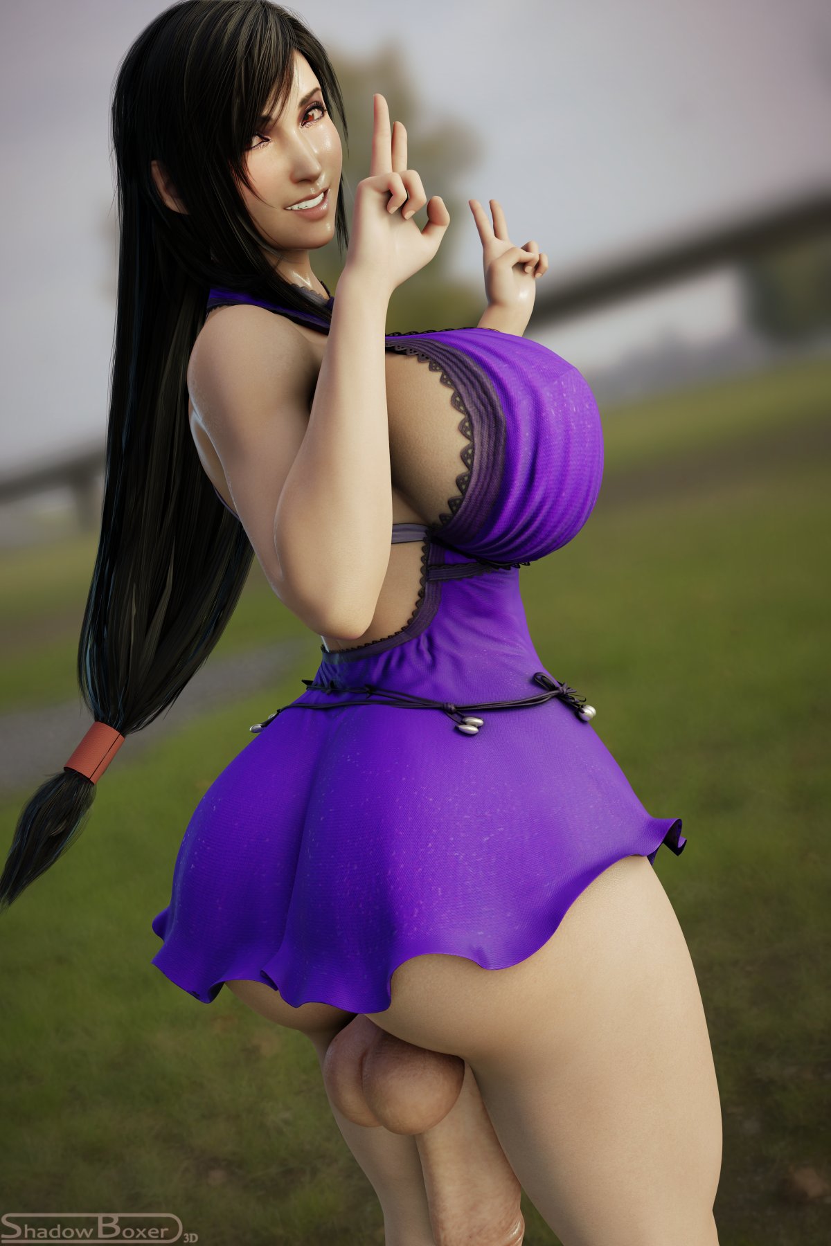 1futa, 3d, ass, bad anatomy, balls, big ass, big breasts, breasts, cock-tail, erection, final fantasy, final fantasy vii, futa only, futanari, intersex, large breasts, penis, shadowboxer, solo, testicles, tifa lockhart