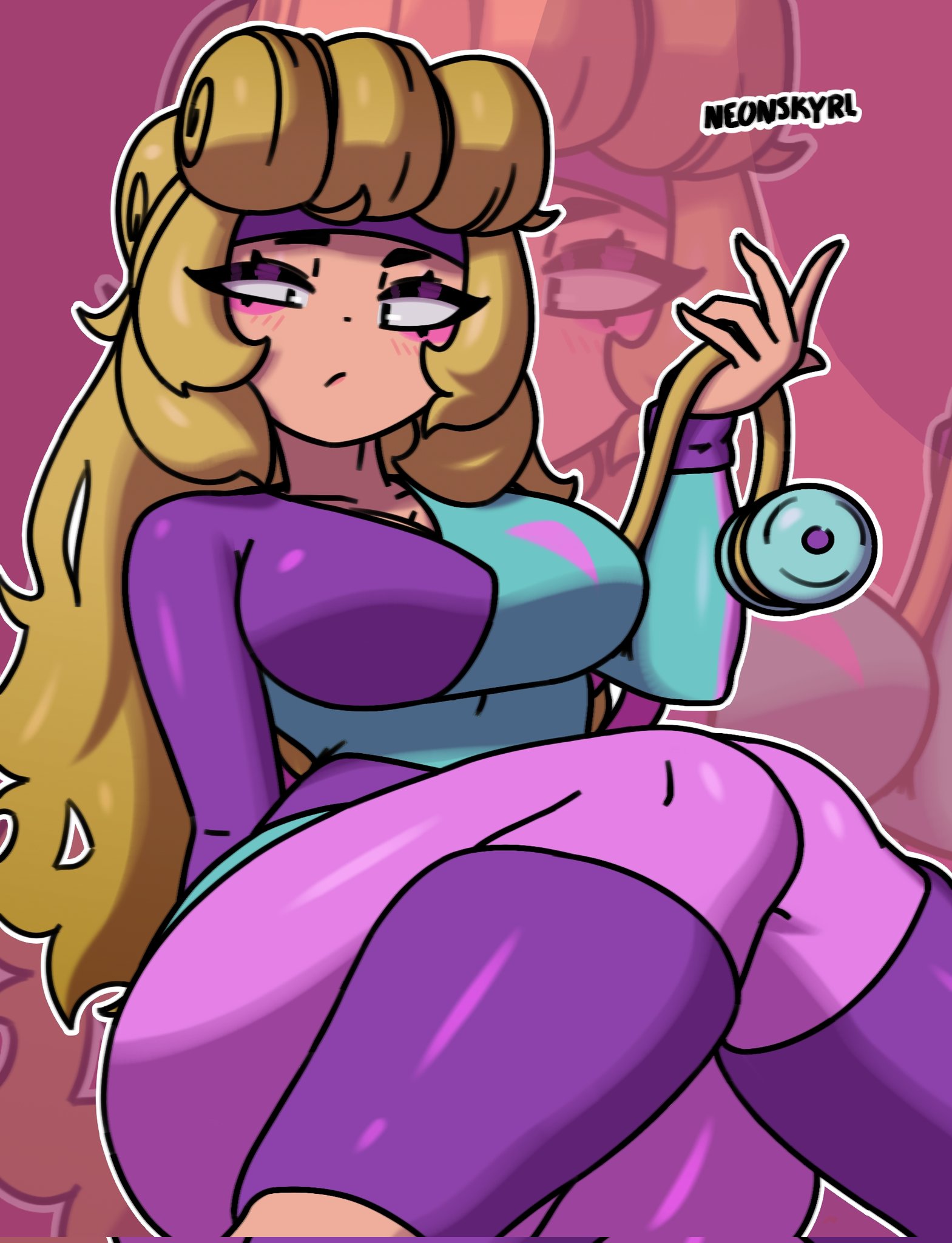 brawl stars, breasts, charlie (brawl stars), long hair, neonskyrl, supercell, tagme, thick ass, thick thighs, workout charlie (brawl stars)