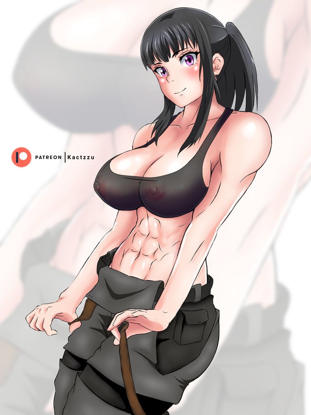 1girls, abs, big breasts, breasts, enen no shouboutai, female, fire force, kactzzu, nipples, oze maki, see-through clothing, solo female