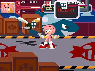 16-bit amy_rose badnik breasts buzz_bomber nipples nude pixel_art project_x_love_potion_disaster sonic_(series)