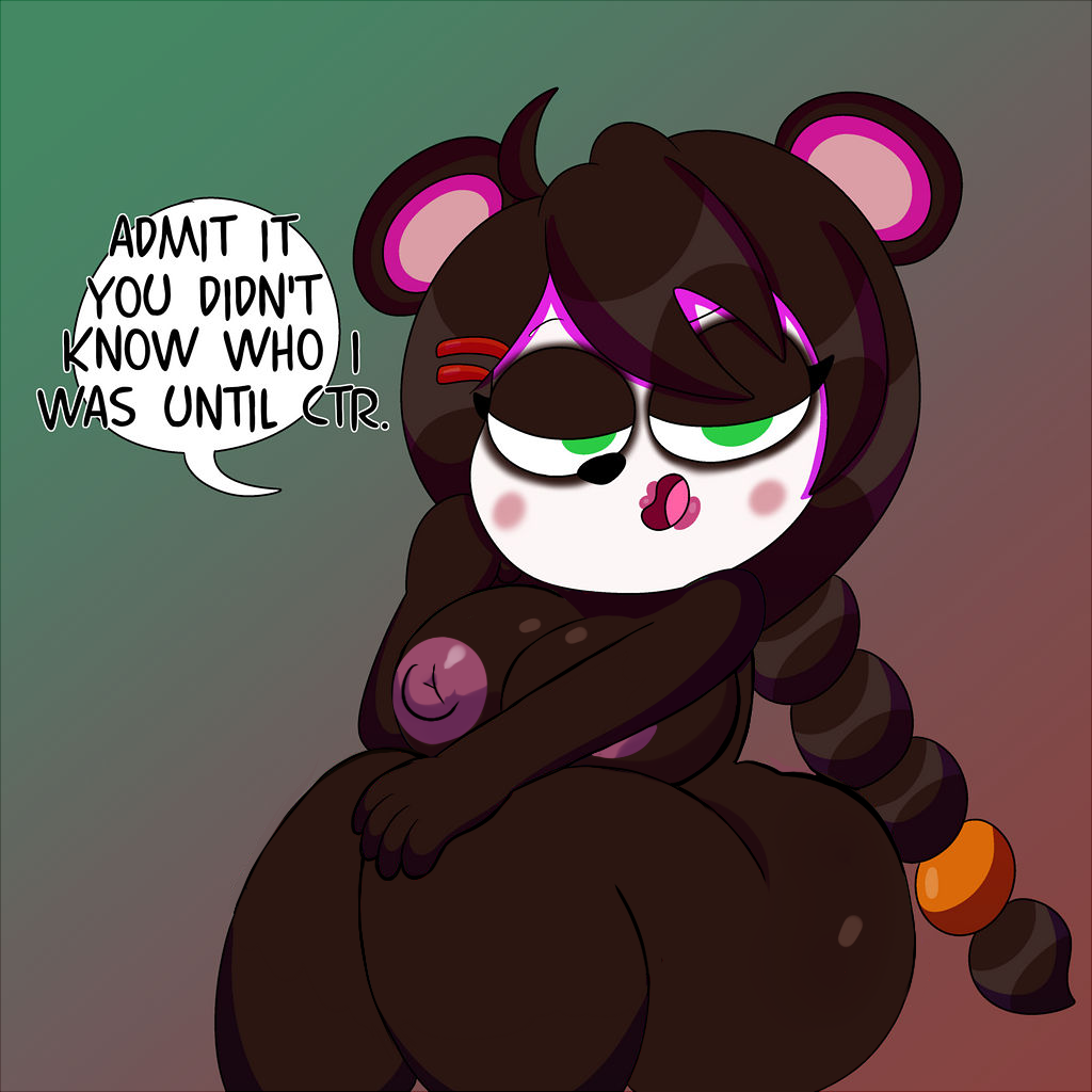 1girls 3barts anthro bedroom_eyes black_hair butt crash_(series) female fur furry long_hair naked nipples nude text thick thick_thighs wide_hips yaya_panda
