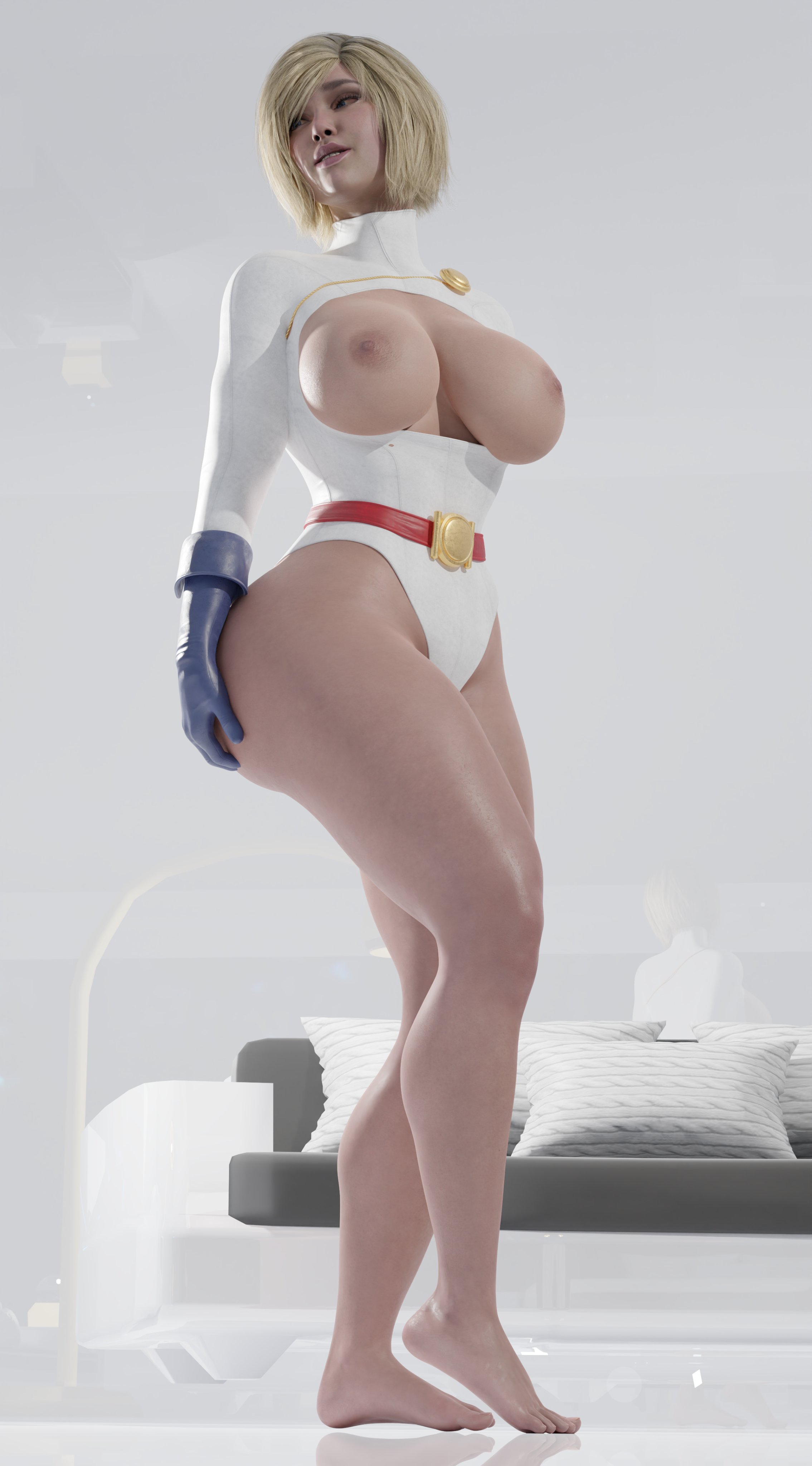 1girls, 3d, 3d (artwork), 4th rate, ass, blender, blender (software), blonde hair, blue eyes, curvy, cute, dc, dc comics, female, female focus, injustice 2, kara zor-l, karen starr, medium hair, nude, nudity, pinup, power girl, power girl (injustice), sex, solo, superman (series), thick, thick ass, thick thighs