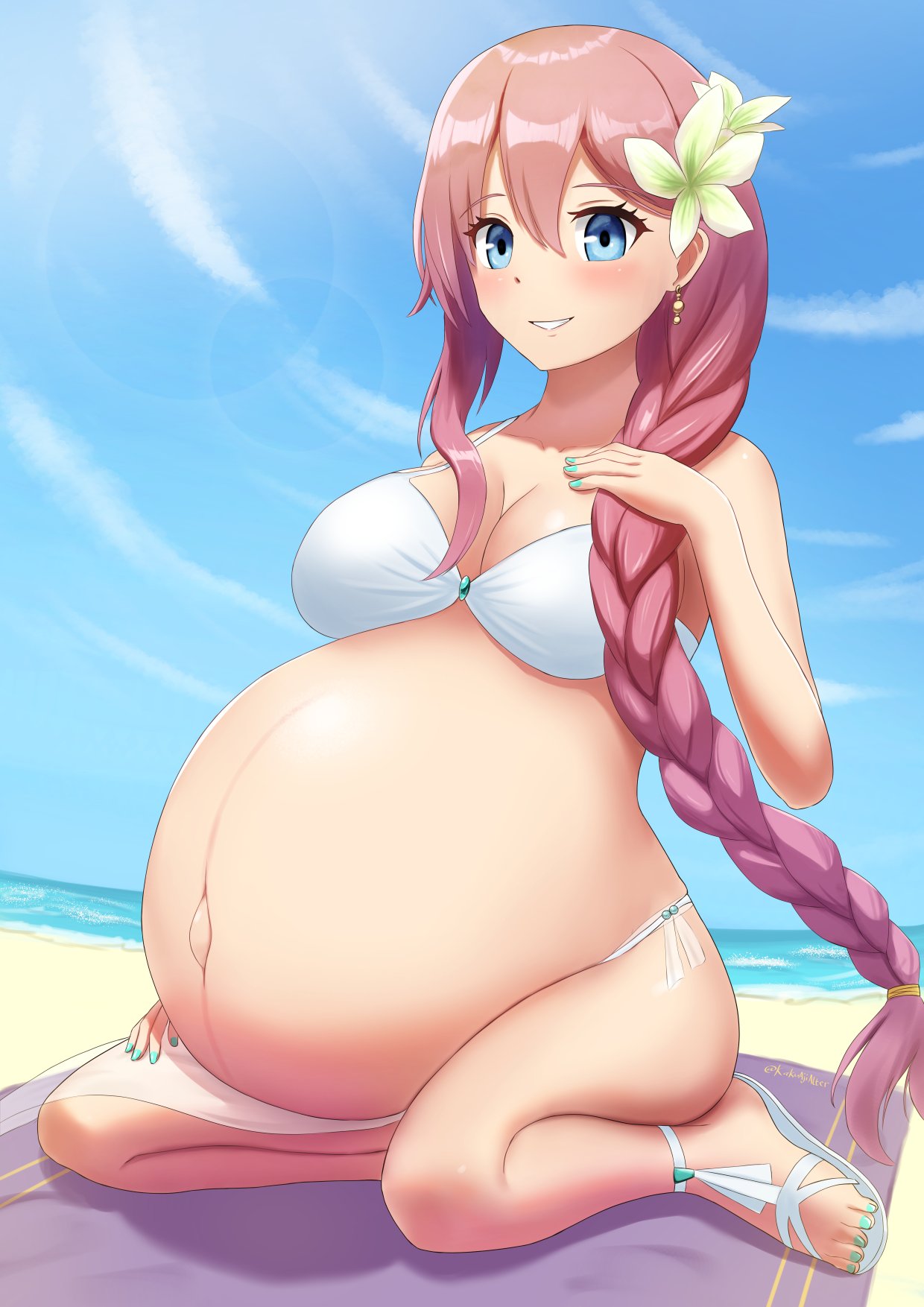 1girls emma_millstein female female_only huge_belly kakuajialter pregnant ready_to_pop sen_no_kiseki solo trails_of_cold_steel