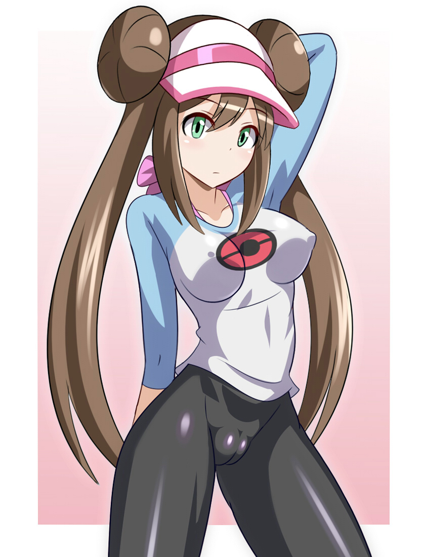 1girls brown_hair cameltoe cap clothed female female_only green_eyes hand_behind_head heigako heigani innie_pussy looking_at_viewer nipples nipples_visible_through_clothing pokemon pussy rosa_(pokemon) solo tight_clothing tight_pants twintails