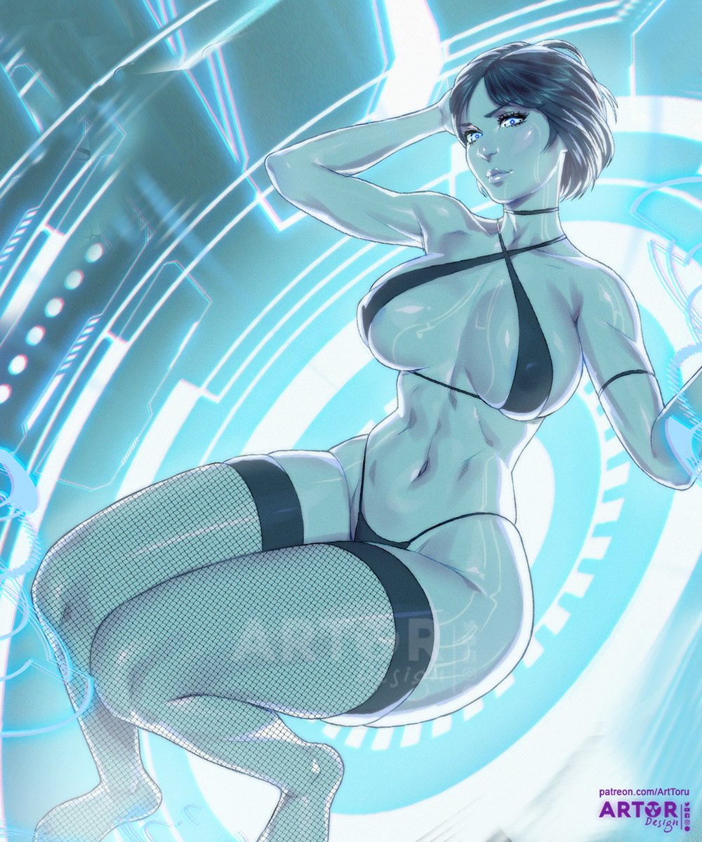 1girls, 2d, artificial intelligence, arttoru, ass, athletic, athletic female, big ass, big breasts, big butt, blue skin, breasts, cleavage, cortana, female, female focus, female only, fishnet stockings, fishnets, halo (series), hourglass figure, huge ass, huge breasts, huge butt, huge hips, huge thighs, large ass, large breasts, large butt, solo, stockings, thick thighs, thong, wide hips
