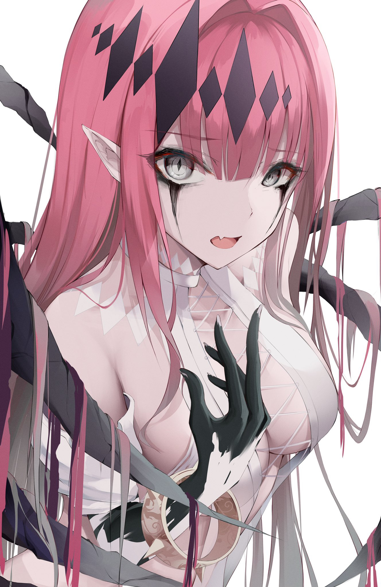 baobhan sith (fate), boob window, breasts, fairy knight tristan (fate), female, grey eyes, kisaki oni, looking at viewer, sideboob