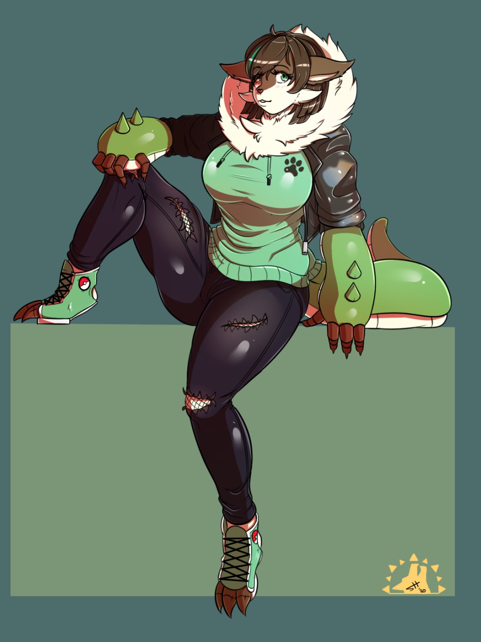 1girls 3_toes 4_fingers big_breasts breasts brown_body brown_fur female female_only furry furry_only galia_(lunarholt) green_eyes hourglass_figure lunarholt thick_thighs thighs