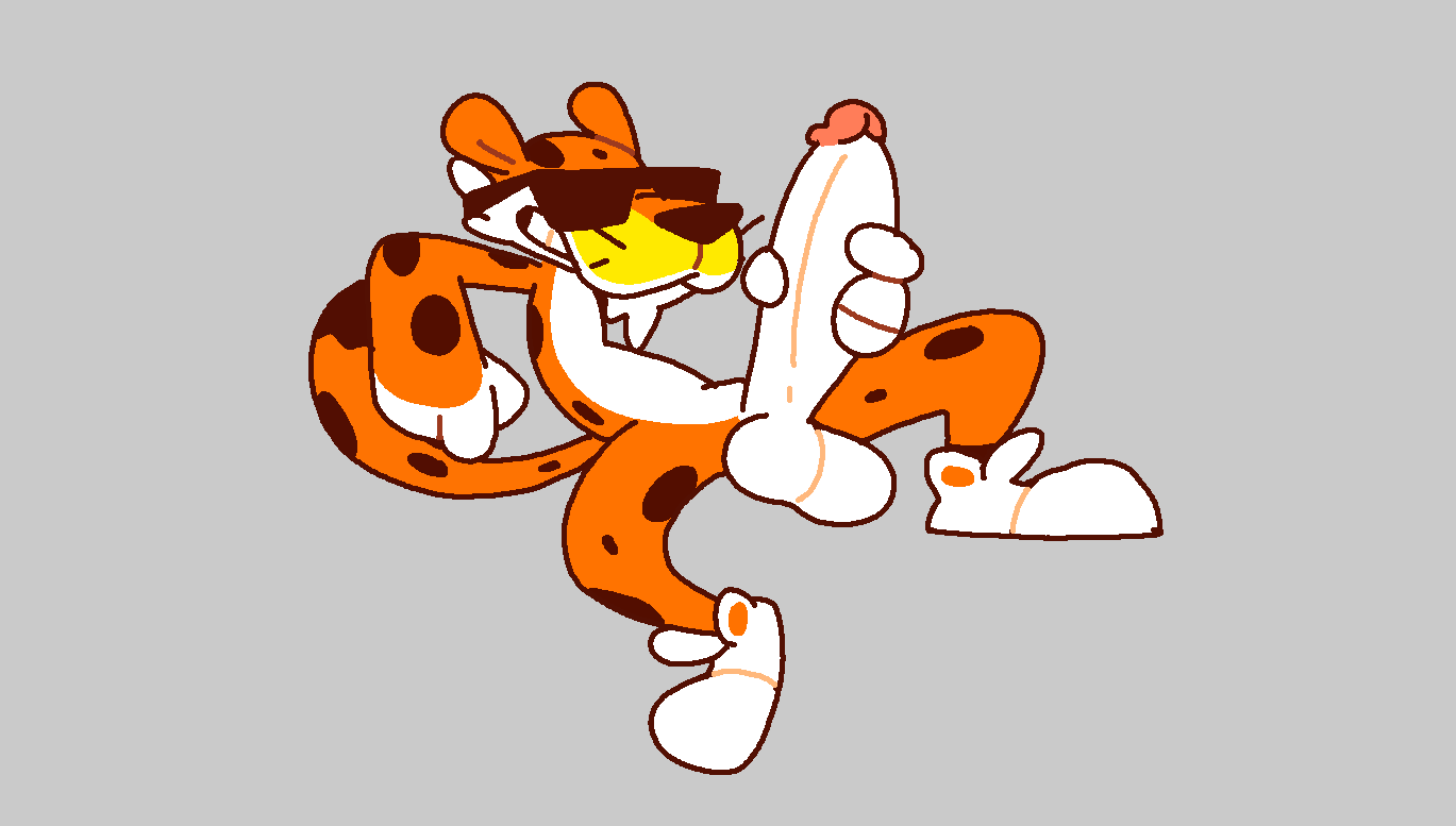 anthro balls big_penis cheetah cheetos chester_cheetah felid feline genitals male mammal mascot masturbation penis solo superiorfox