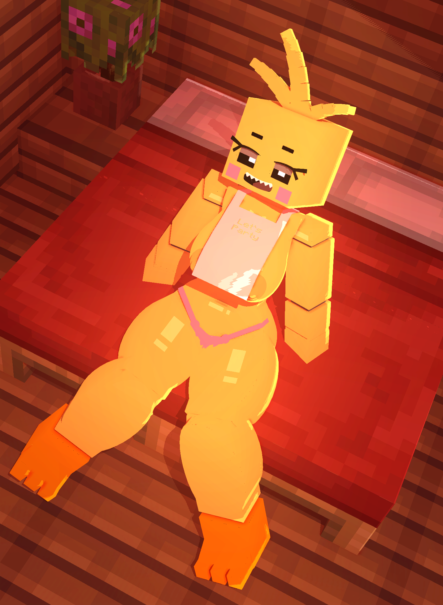 1girls, 2024, 2024s, 3d, bedroom eyes, bib, big breasts, bird, breasts, chicken, coresvoid, curvy, curvy body, curvy female, curvy figure, curvy hips, digital media (artwork), erect nipples, female, female focus, female only, five nights at freddy's, five nights at freddy's 2, fnaf, fnaf 2, hard nipples, hi res, horny female, machine, mine-imator, mine-imator (artwork), minecraft, nipples, nude, nude female, open mouth, panties, pink panties, robot, shadow, simple background, smooth skin, solo, tagme, thick thighs, thighs, toy chica (fnaf), toy chica (love taste), wide hips, yellow body, yellow hair