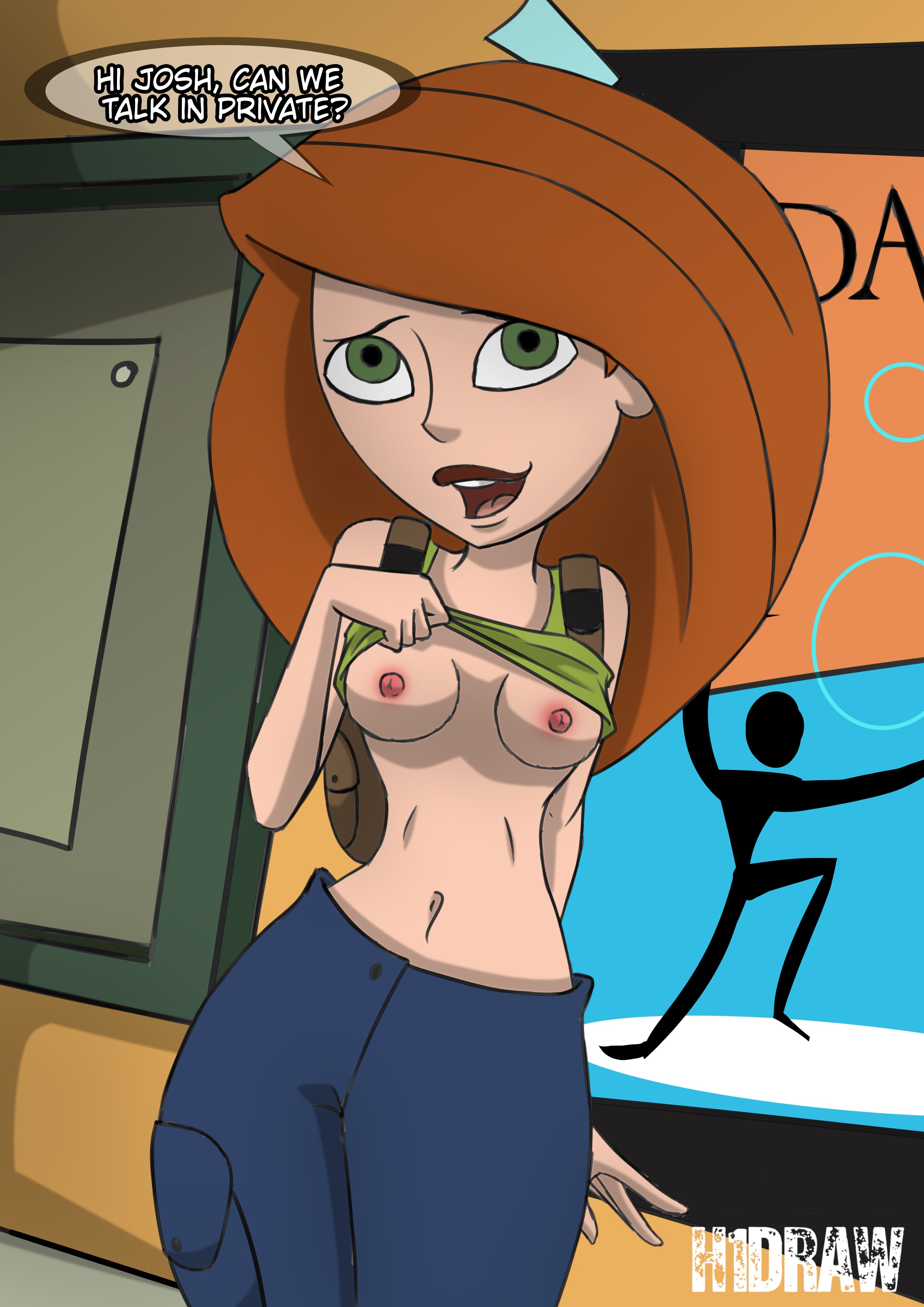 2d, busty, disney, disney channel, female, female focus, h1draw, hourglass figure, josh mankey, kim possible, kimberly ann possible, red hair, speech bubble, wide hips