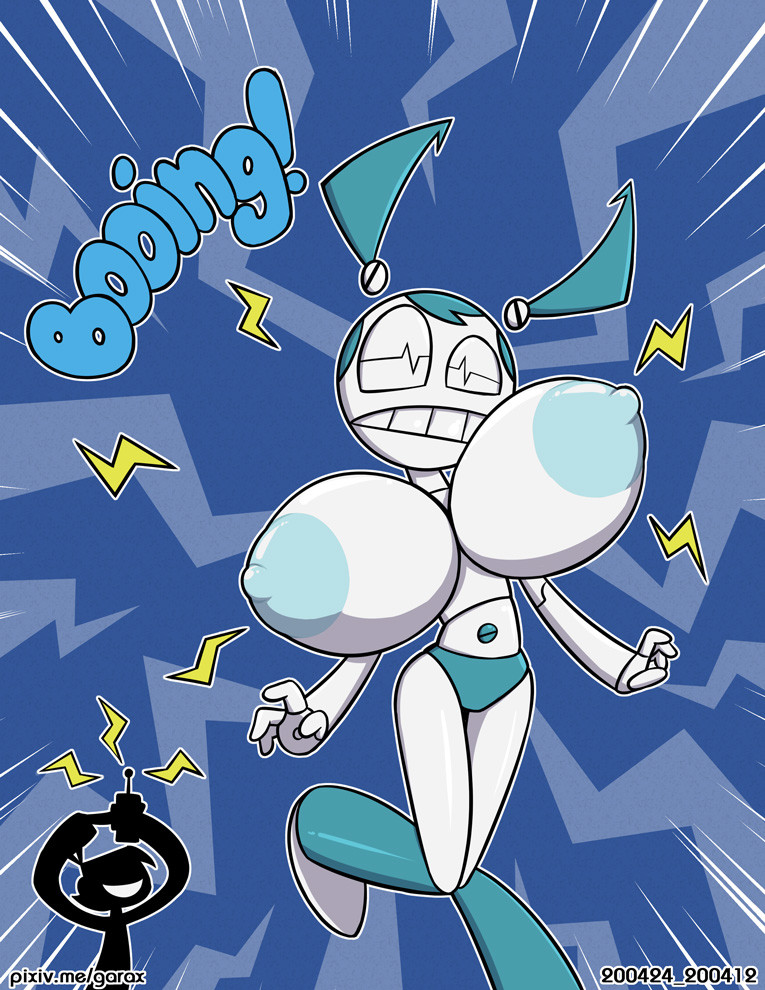 1boy, 1girls, breast expansion, breast growth, breast growth (enlargement), breasts, female, garabatoz, jenny wakeman, male, my life as a teenage robot, robot, robot girl, smooth skin, tagme, xj-9