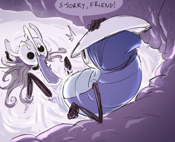 2d, ambiguous gender, anthro, arthropod, cute, duo, genderless, genitals, hi res, hollow knight, male, male/ambiguous, penis, protagonist (hollow knight), quirrel, sex, silly, size difference, team cherry, text, the knight (hollow knight), vessel (species), waddehe