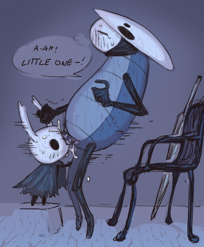 anthro, arthropod, duo, eye fucking, eye penetration, gay, gay male, genitals, hi res, hollow knight, male, male penetrated, male penetrating, male penetrating male, male/male, penetration, penis, protagonist (hollow knight), quirrel, sex, size difference, skull fucking, team cherry, text, the knight (hollow knight), vessel (species), waddehe, yaoi