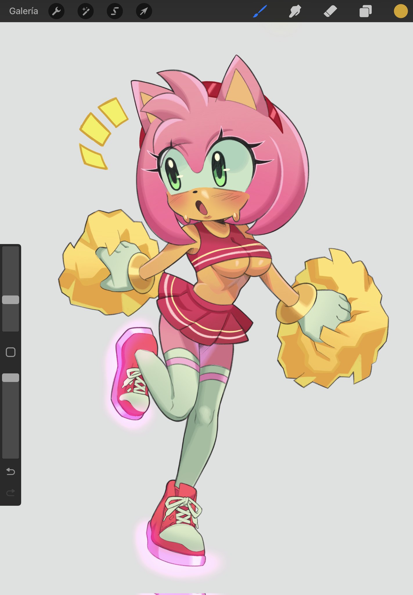 amy rose, breasts, cheerleader, cheerleader uniform, female, sonic (series), underboob, vantenicy