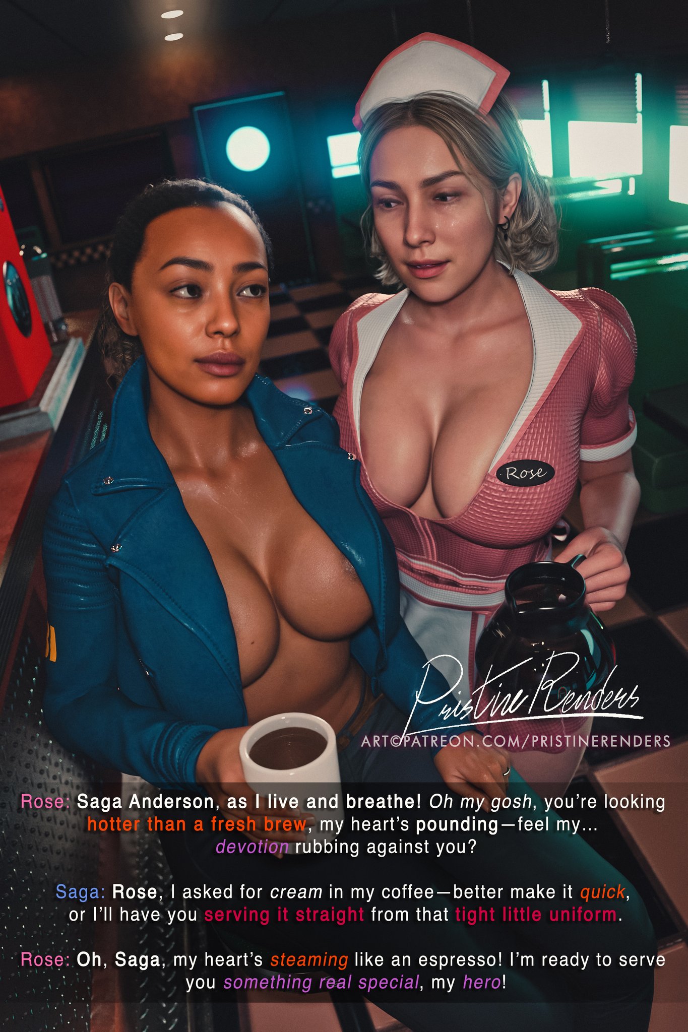 2girls, 3d, alan wake, alan wake 2, ass, big ass, big breasts, big thighs, breasts, bust, busty, curvaceous, curvy, curvy figure, dark skin, dark-skinned female, female, hips, huge ass, huge breasts, huge thighs, large ass, large breasts, large thighs, light skin, light-skinned female, mature, mature female, pristinerenders, rose marigold, saga anderson, slim waist, thick, thick hips, thick legs, thick thighs, thighs, voluptuous, waist, wide hips