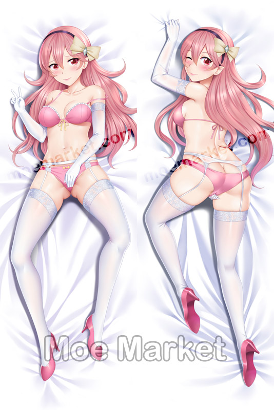 1girls ;) alternate_color alternate_eye_color alternate_hair_color ass ass_cleavage ass_visible_through_thighs back back_view bare_back bare_shoulders bare_thighs big_ass blush bow bra breasts butt_crack collarbone corrin_(fire_emblem) corrin_(fire_emblem)_(female) dakimakura elbow_gloves female_only fingering fingering_self fire_emblem fire_emblem_fates garter_belt gloves hair_between_eyes hairband high_heels long_hair looking_at_viewer looking_back masturbation medium_breasts moe_market nintendo off_shoulder on_back on_bed on_stomach one_eye_closed panties pink_eyes pink_hair pink_panties pointy_ears rubbing_pussy smile solo thighhighs thighs underwear v wink