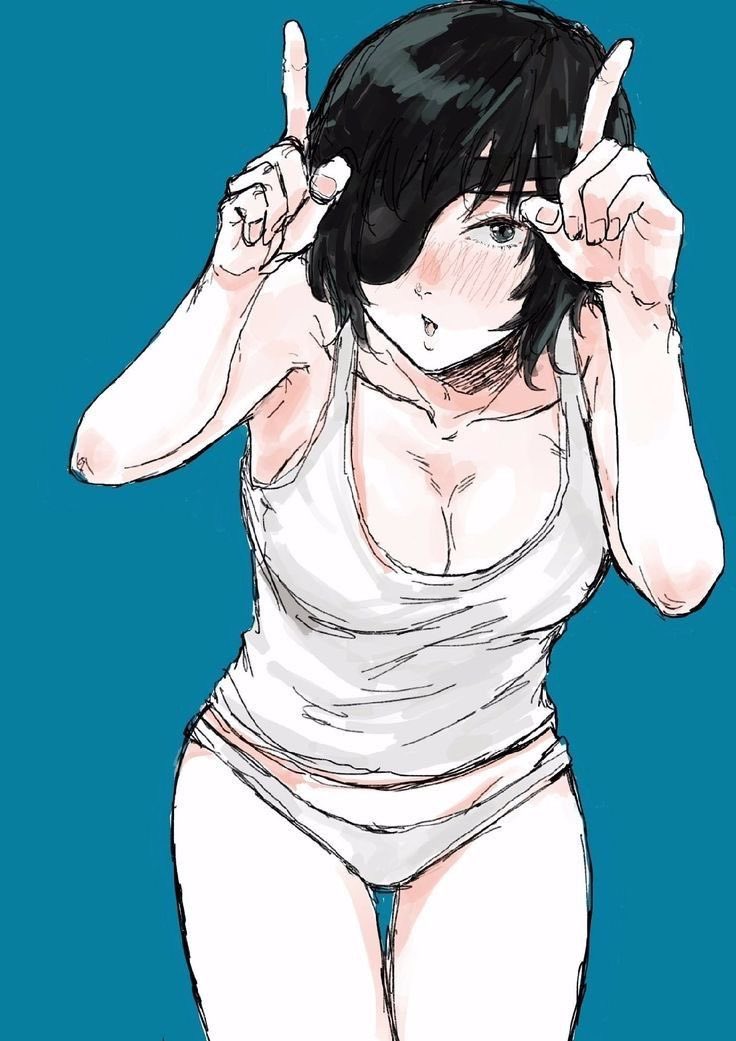 braless, breasts, chainsaw man, cleavage, eyepatch, female, himeno (chainsaw man), leki ltb, tank top