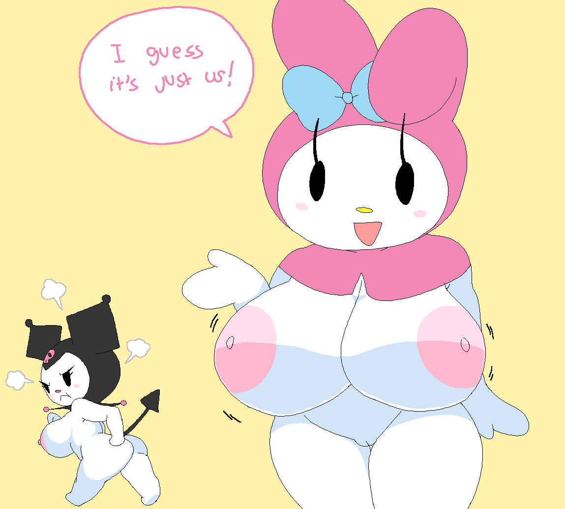 anthro, breasts, dream-cassette, female, female only, hoshime, kuromi, mob face, my melody, onegai my melody, sanrio, shortstack, tagme