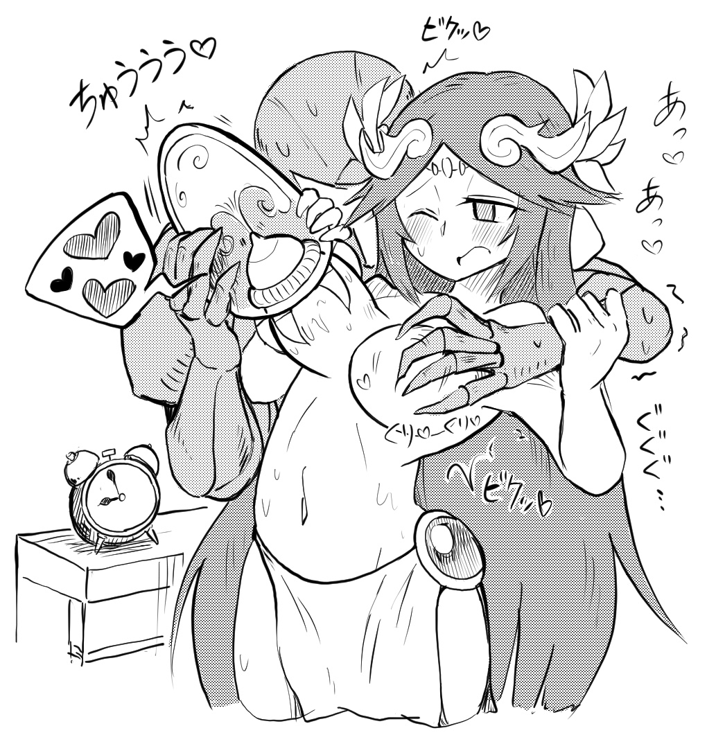 2girls, armored dark samus, boobs, breast milk, breast milk squirt, breast milking, breasts, dark samus, female, kid icarus, long hair, long-haired female, metroid, metroid (creature), milk, milking, navel, nintendo, no bra, one eye closed, palutena, tits, white-stew, woman