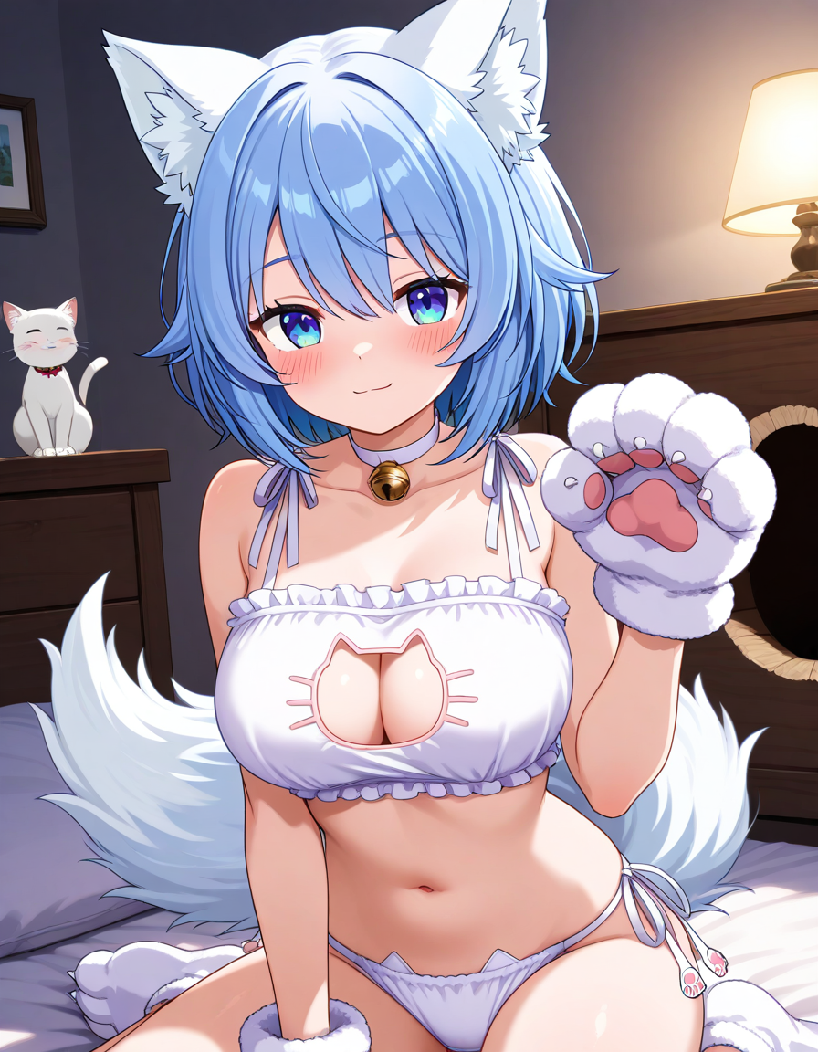 1girls ai ai-created ai_art ai_generated big_breasts blue_eyes blue_hair blush breasts female lingerie lingerie_bra lingerie_panties looking_at_viewer pixai smile smiling_at_viewer tagme virtual_youtuber vtuber white_fur wolf wolf_ears wolf_girl wolf_humanoid wolf_tail wolfychu youtube youtuber