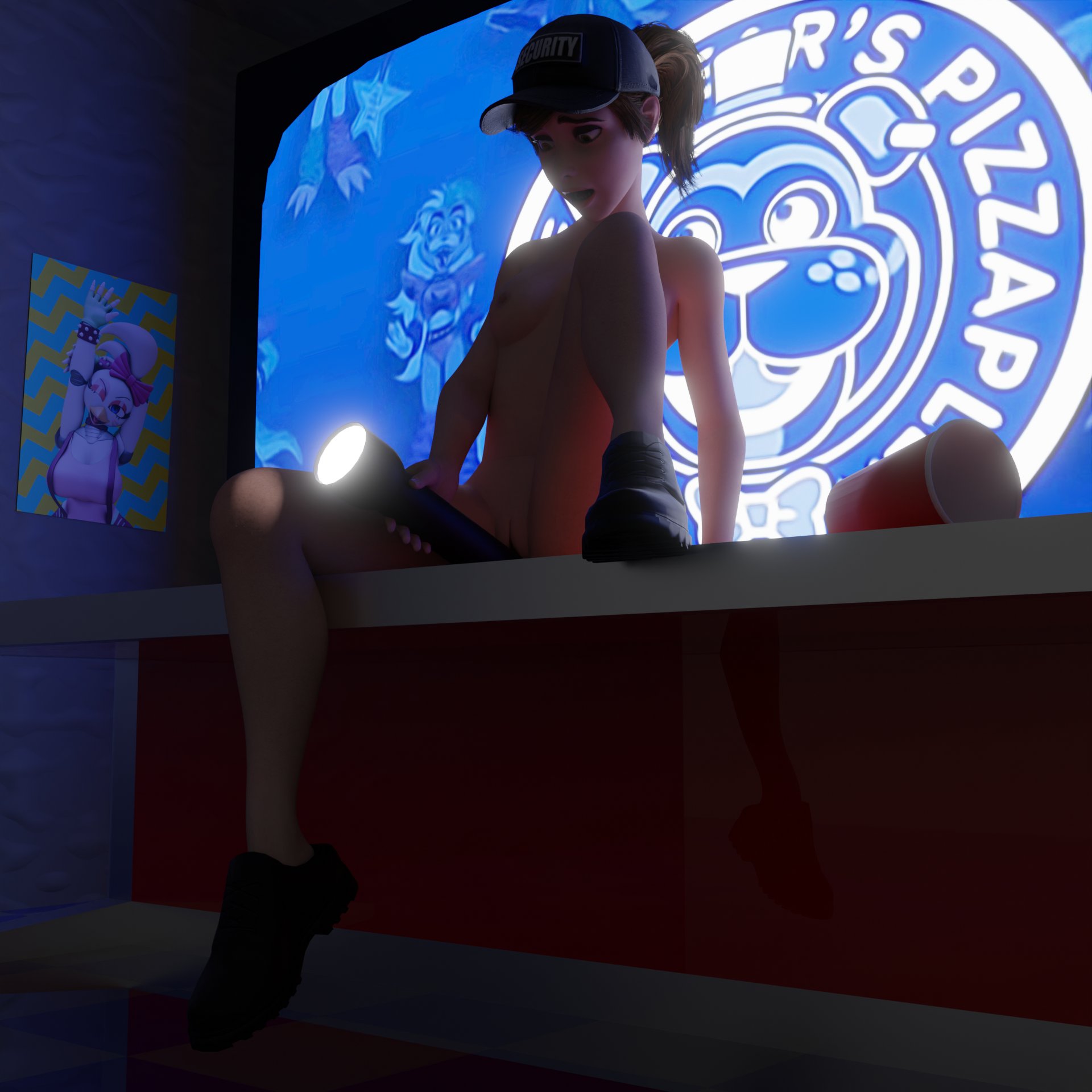 3d, accurate art style, electronics, female, five nights at freddy's, five nights at freddy's: security breach, flashlight, footwear, g0g0g0g0g0g, human, masturbation, solo, tagme, vanessa (fnaf)