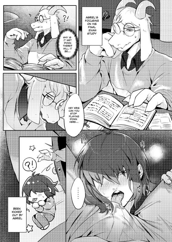 adoptive_incest adoptive_siblings asriel_dreemurr comic deltarune fellatio femboy glasses horny incest kosafordraw kris_(deltarune) undertale_(series)