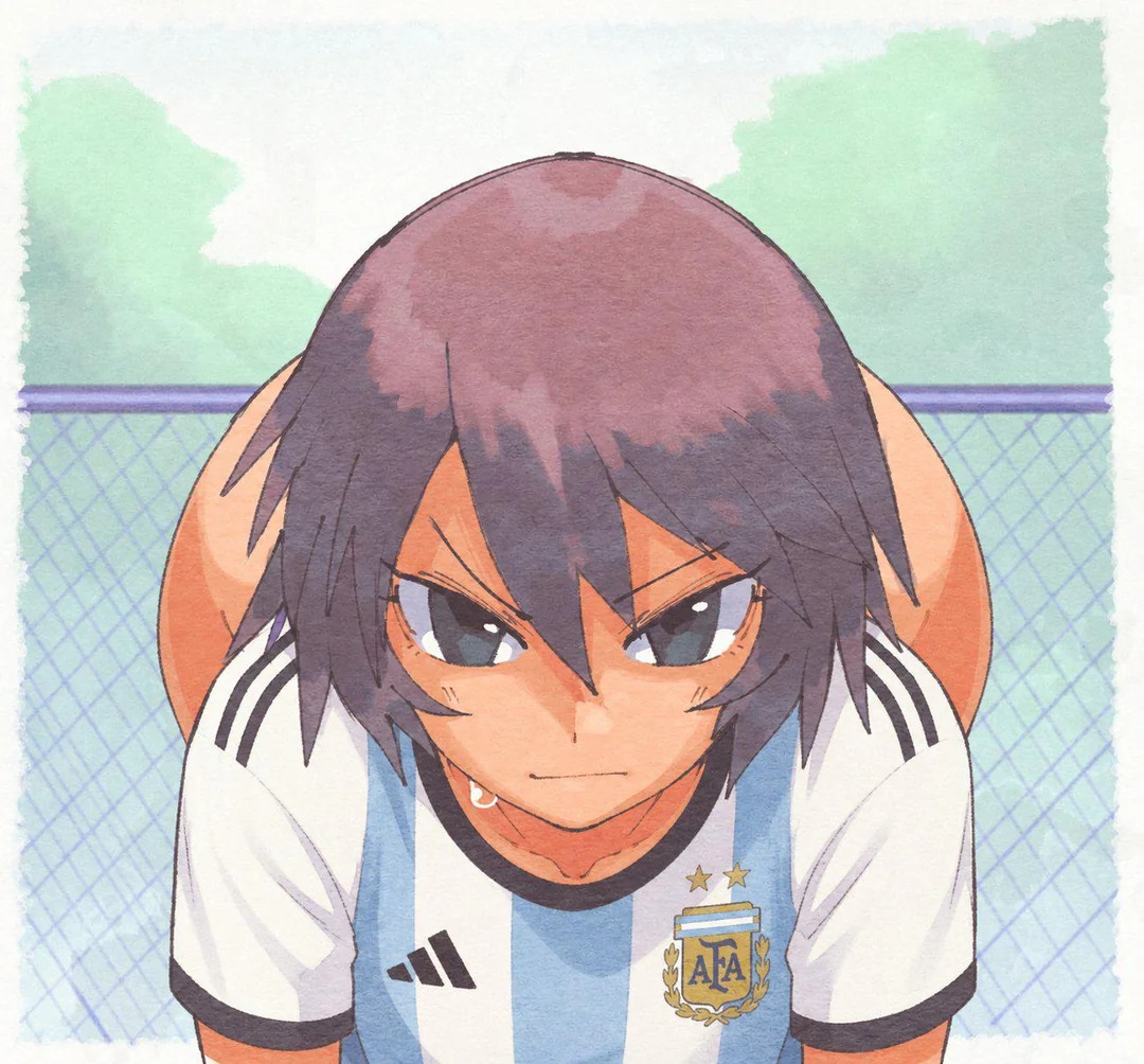 ai, ai edit, ass, ass bigger than head, ass focus, ass up, ass visible through thighs, azumanga daiou, jersey, kagura (azumanga daiou), sweat, sweatdrop, sweating, tan body, tan lines, tan-skinned female, tanline, tanlines, tomboy