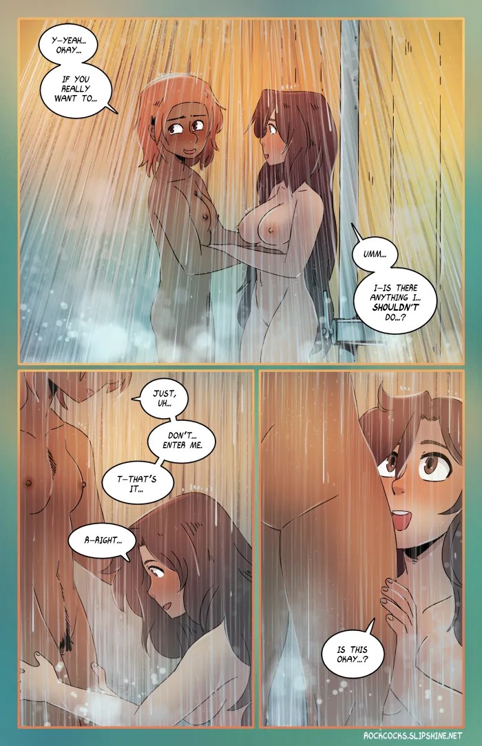 1cuntboy 1girls big_clitoris comic dakota_(the_rock_cocks) elizabeth_santos hairy_pussy leslie_brown shower shower_sex showering_together the_rock_cocks transgender transgender_male transgender_man webcomic