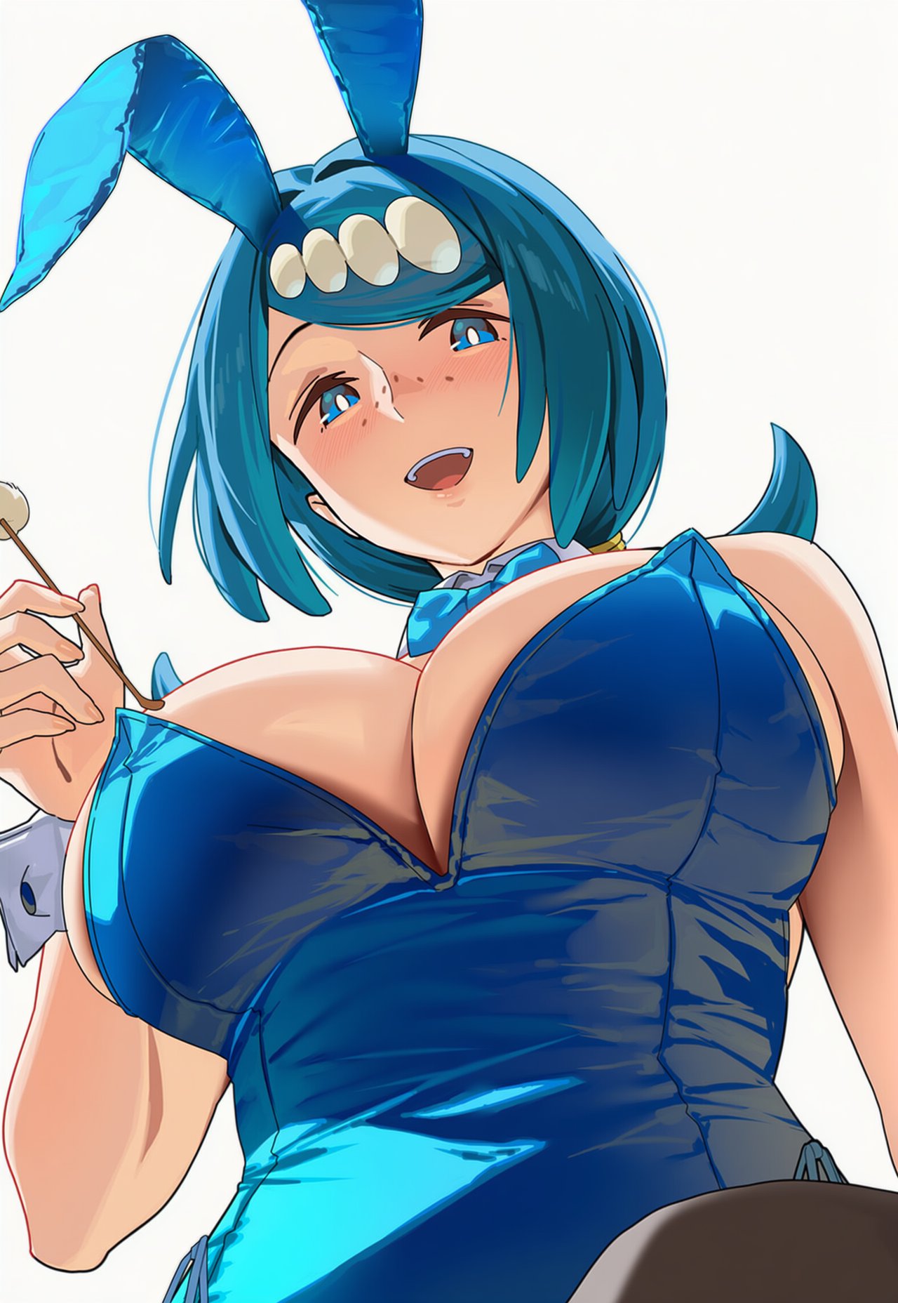 ai generated, bunnysuit, lana's mother (pokemon), large breasts, milf, nintendo, pokemon