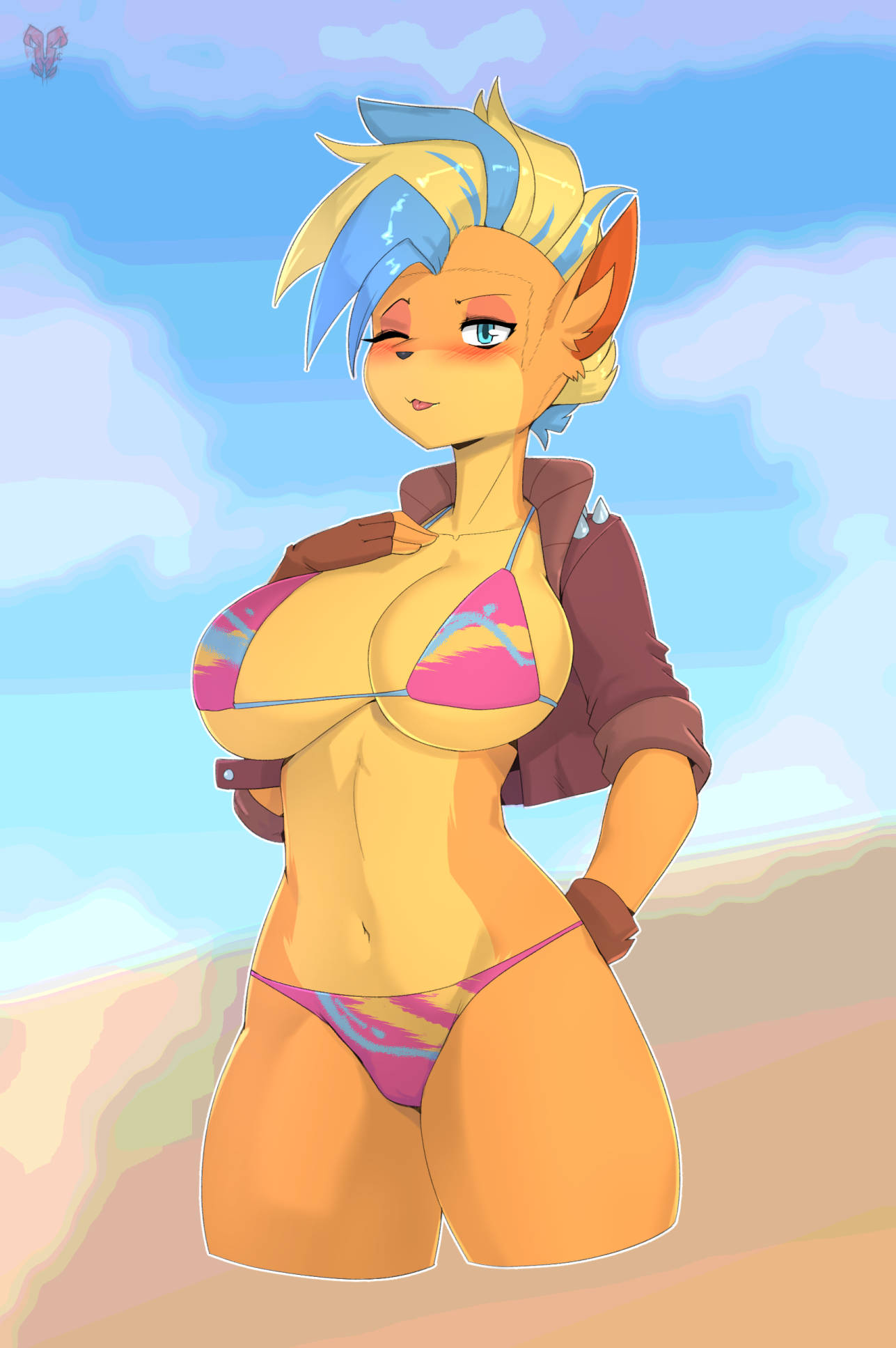 1girls, anthro, bikini, breasts, crash (series), female, fur, furry, pirate tawna, roadiesky, tawna bandicoot, tawna bandicoot (crash 4)