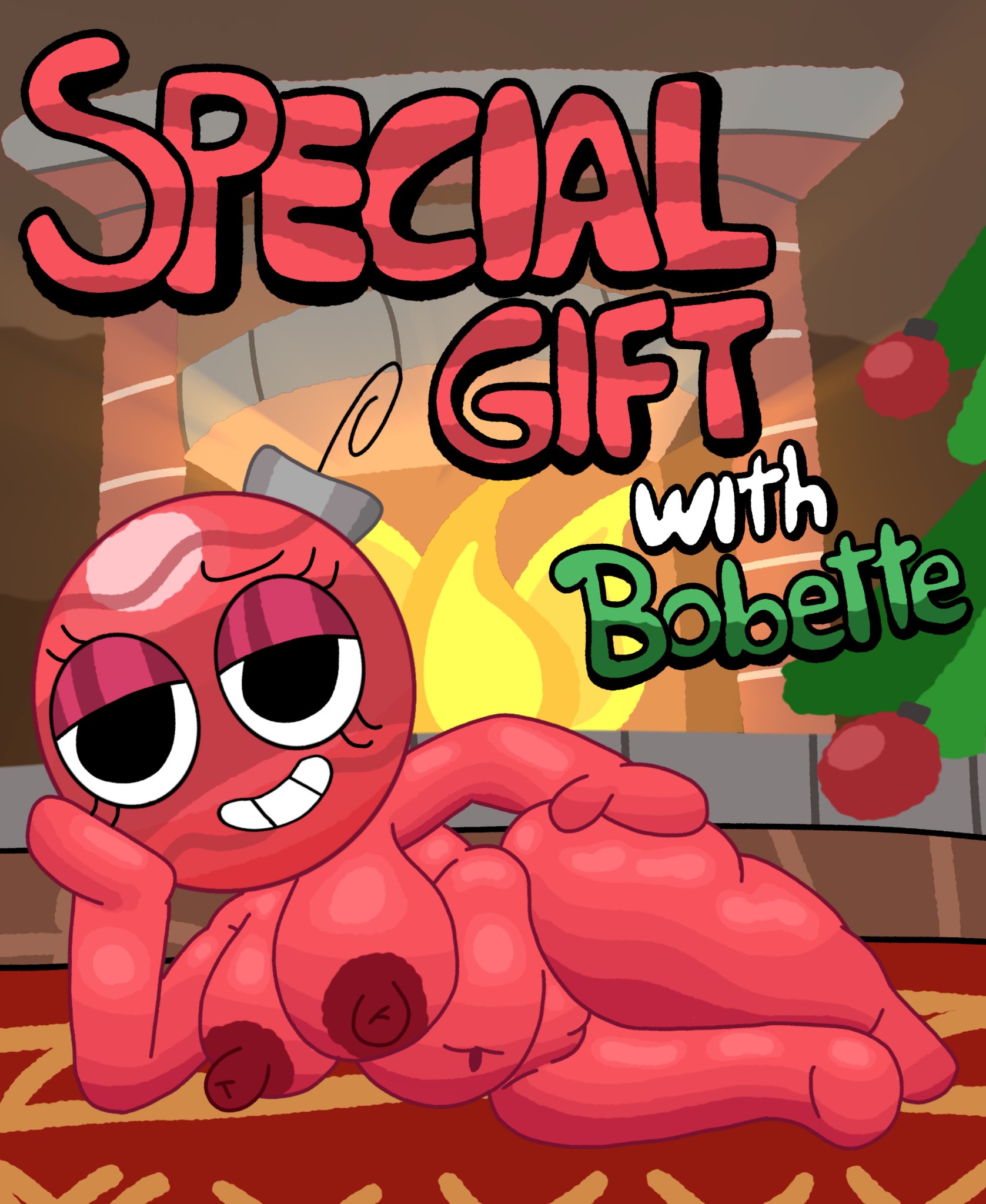 1girls, 2020s, 2026, areolae, artist404, big breasts, blushcrunch studio, bobette (dandy's world), breasts, christmas, christmas tree, chubby, chubby female, completely naked, completely naked female, completely nude, completely nude female, dandy's world, dandys world, english text, female, female only, fire, fireplace, innie pussy, laying down, naked, naked female, nude, nude female, poster, pussy, roblox, smile, smiling, smiling at viewer, solo, solo female, tagme, text, tree