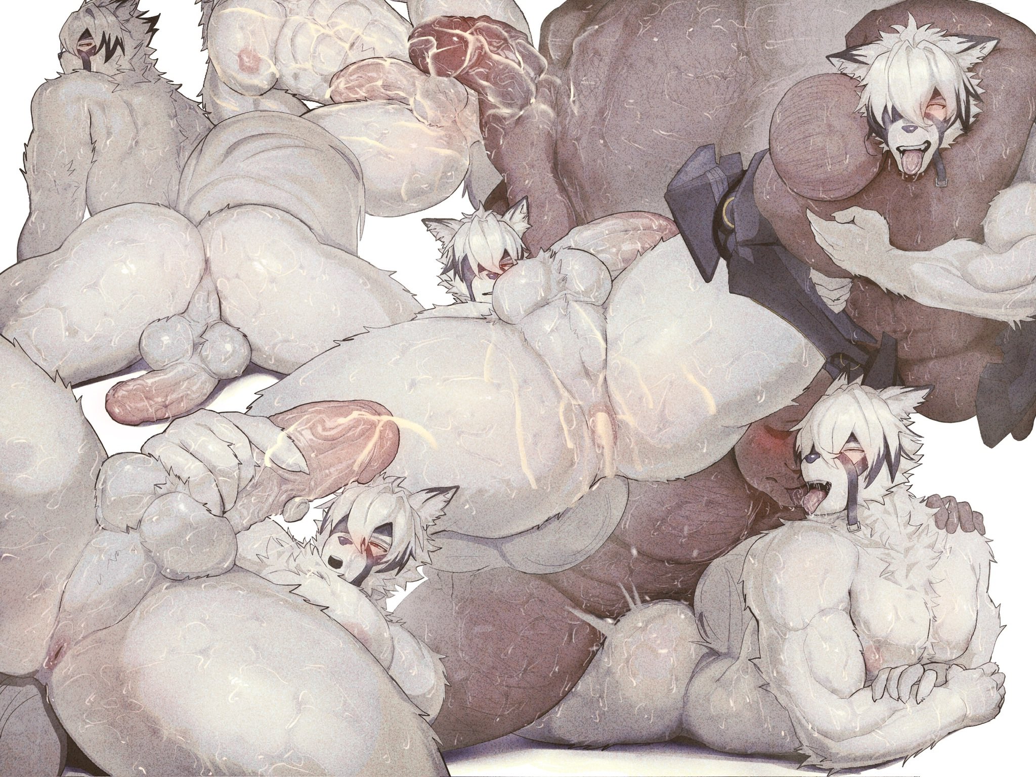 2boys, anthro, anthro penetrated, gay, human on anthro, male, male focus, male only, mymu666, vo7gu46xduh36, von lycaon, yaoi, zenless zone zero