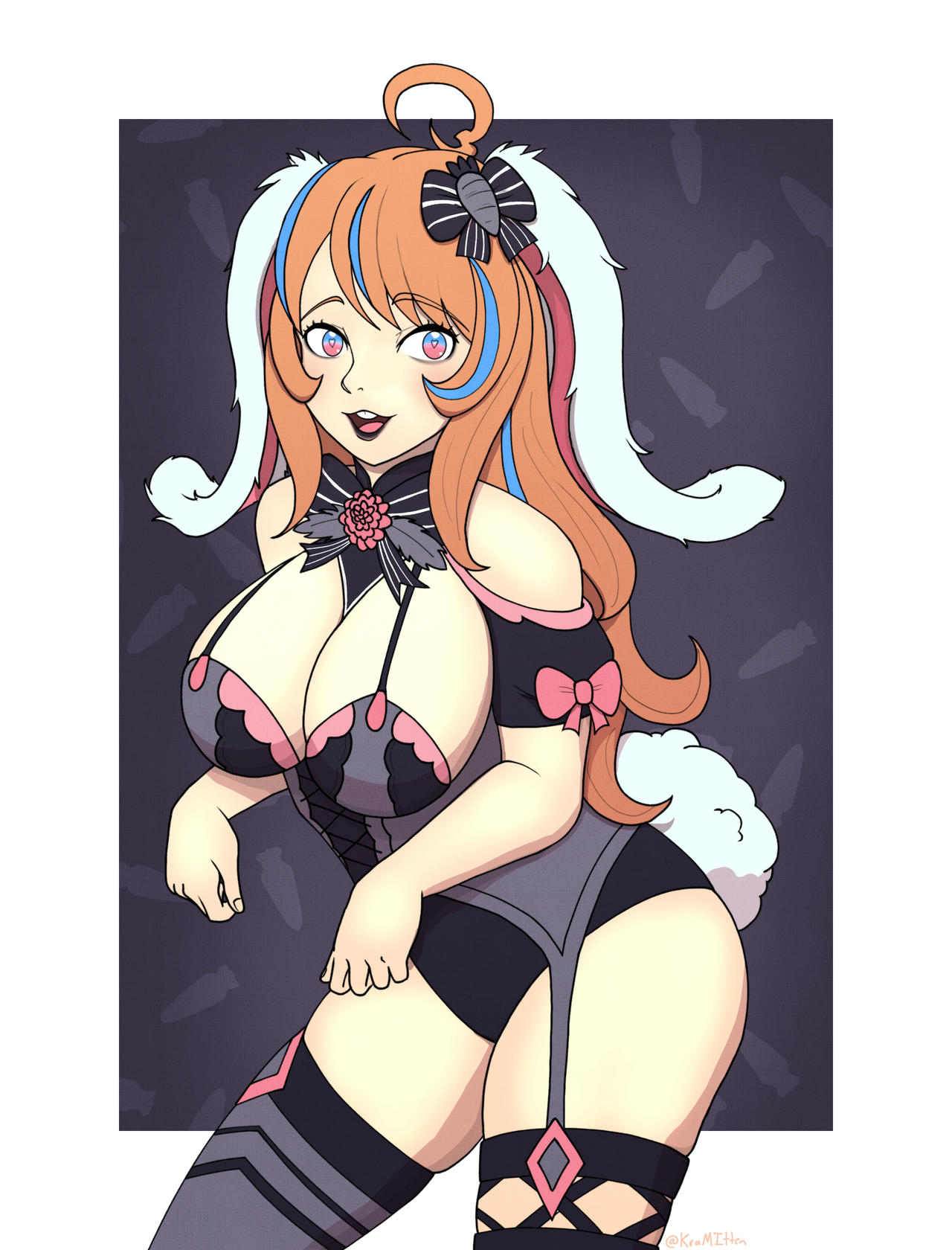 1girls breasts bunny_gif indie_virtual_youtuber orange_hair virtual_youtuber