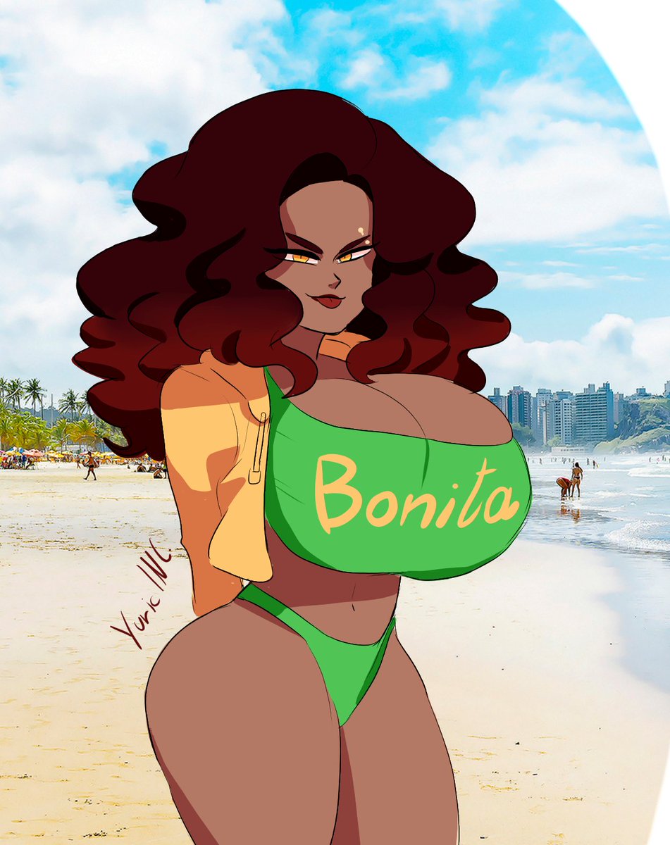 bikini_top brazil brazil_(yuric_inc) brazilian country_inc_(yuric_inc) dark-skinned_female dark_skin gigantic_breasts huge_breasts latin_america latina national_personification portuguese_text south_american staring_at_viewer text translated yuric_inc