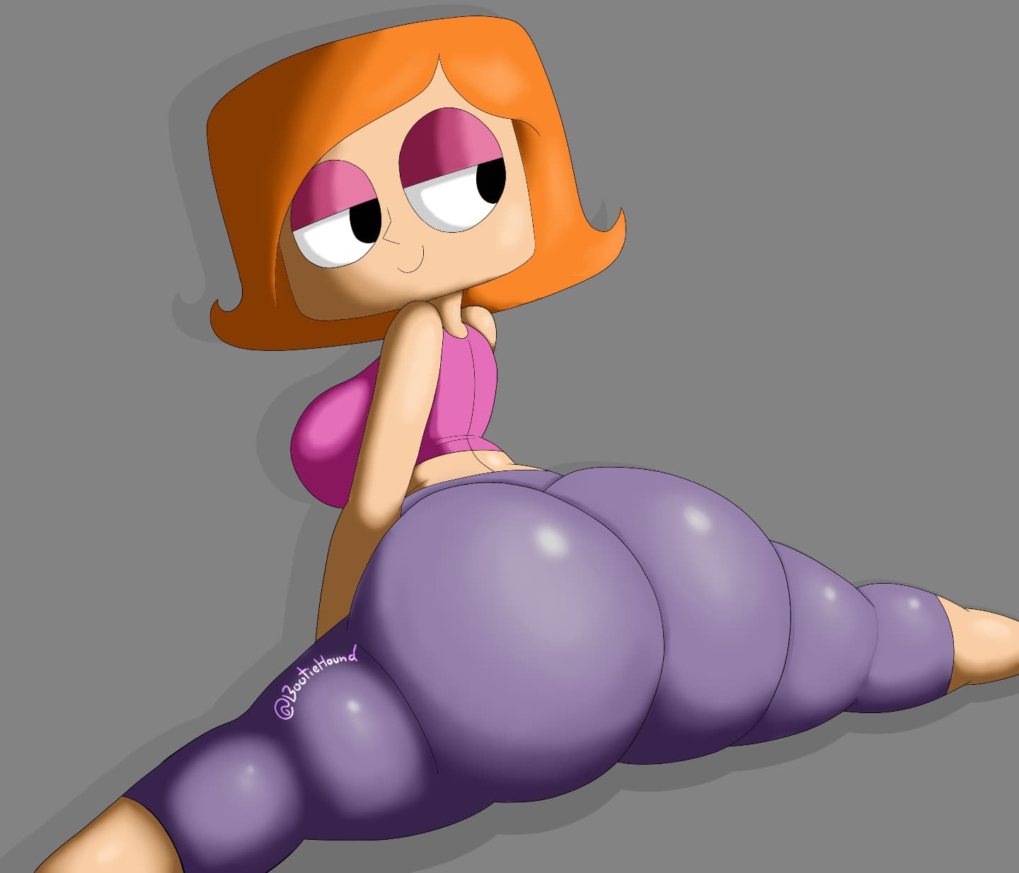 ass bedroom_eyes big_ass big_butt bootiehound debbie_turnbull debs_turnbull female_only looking_back milf robotboy splits yoga_pants