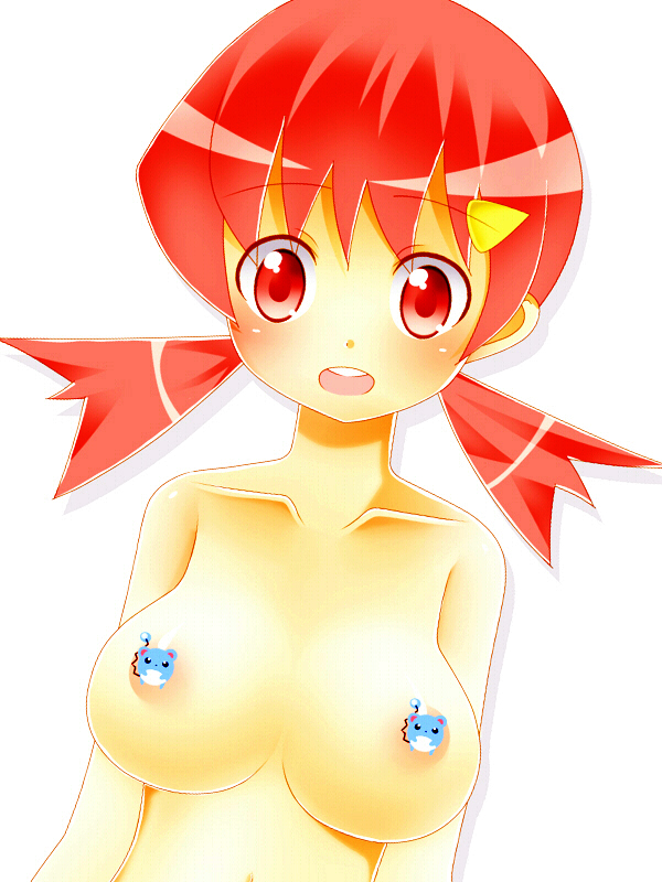 artist_request blush breasts censored female human large_breasts marill nintendo nipples pokemon whitney_(pokemon)