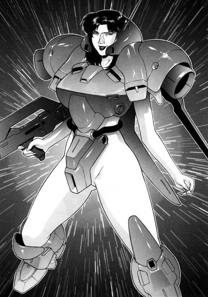 1girls 2002 armor boots breasts cima_garahau cosplay curvaceous female female_only gerbera_tetra greyscale gundam gundam_0083 human large_breasts long_hair looking_at_viewer mature mature_woman mecha monochrome motchie_kingdom solo solo_female tagme thick_thighs villainess weapon wide_hips