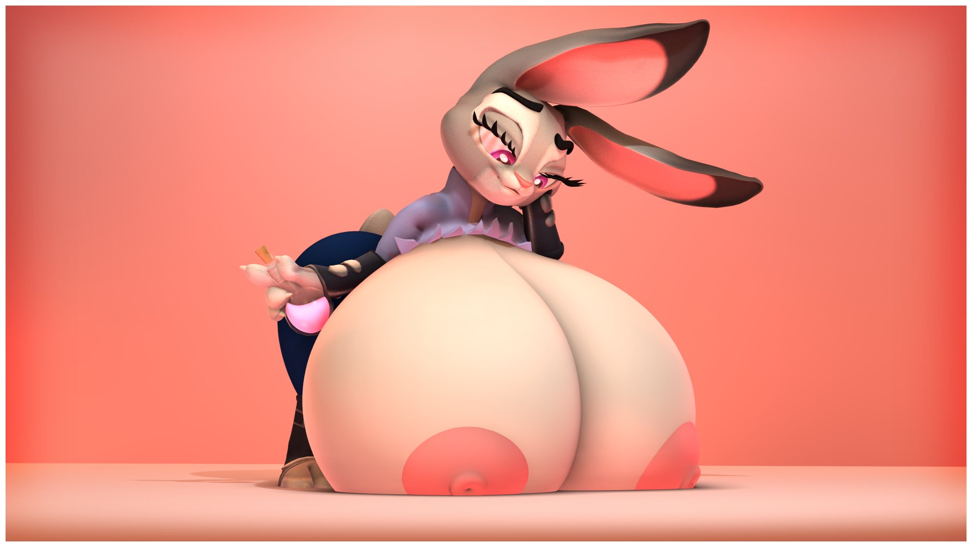 anthropomorphic, areolae, ass, big ass, big breasts, big butt, breast expansion, breast growth, breast growth (enlargement), breast rest, breasts, bunny, bunny girl, clothing, disney, expansion, female, gigantic breasts, huge breasts, hyper, immobile, judy hopps, large breasts, laying on breasts, laying on ground, leaning, lying on breasts, nipples, not person420, on breasts, person-420, potion, self lying, simple background, torn clothes, torn clothing, zootopia, zootropolis
