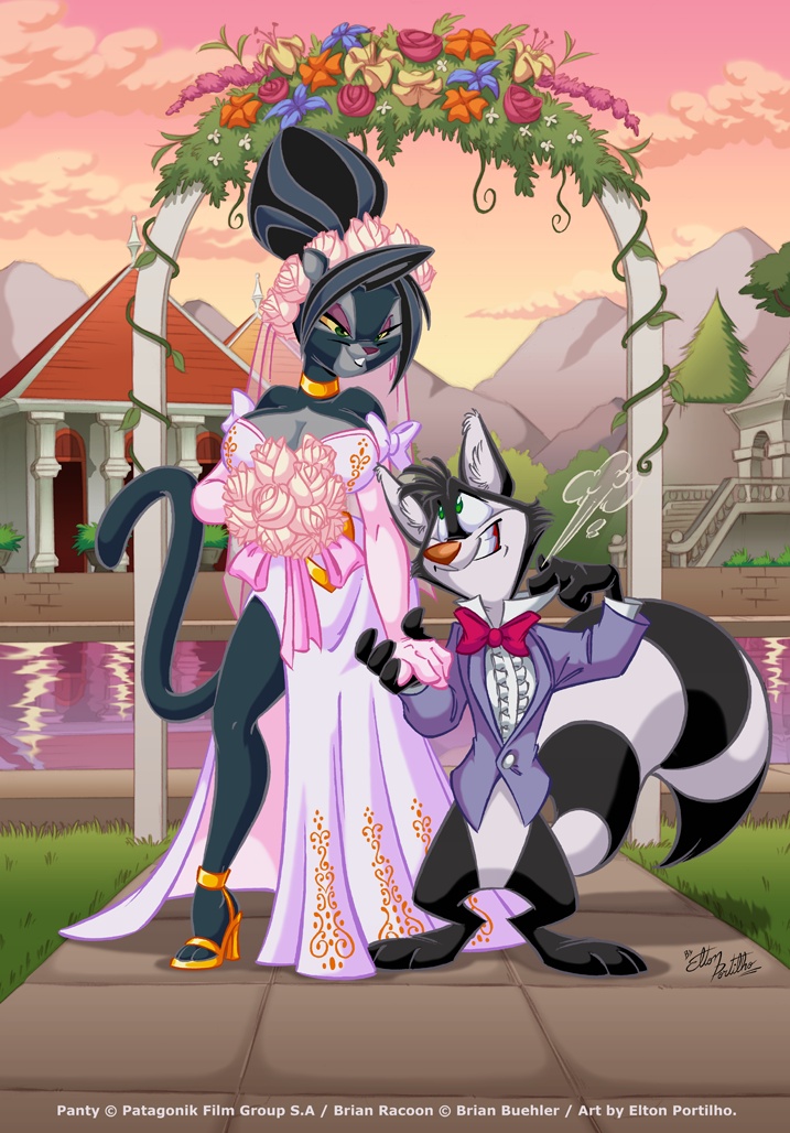 Rule34.dev - anthro avoid_posting bride cleavage clothing dress duo el_arca  eltonpot felid female flower footwear groom high_heels larger_female male  mammal outside pantherine panthy plant procyonid raccoon ribbons shoes  size_difference smaller_male ..