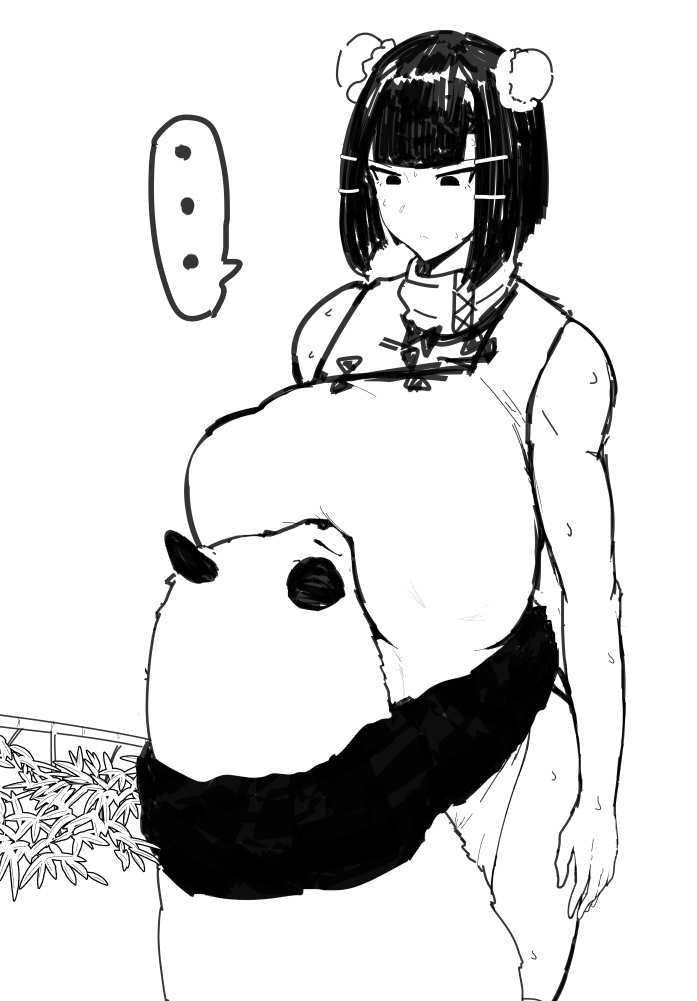 1girls big_breasts chinese_clothes female fujou_joshi hugging panda tagme